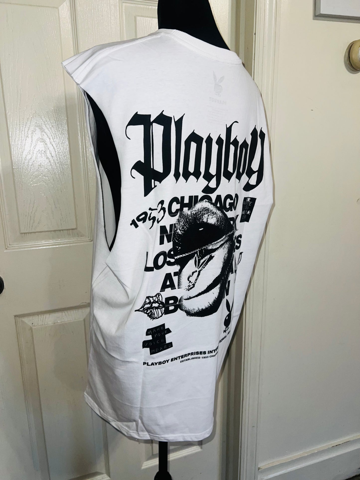 Playboy Double Sided Oversized Distressed Tank