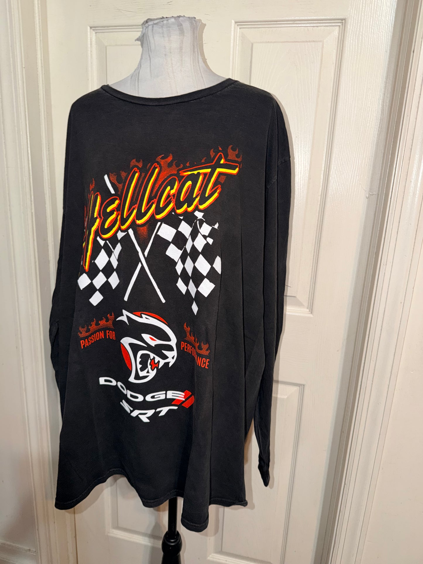 Dodge Hellcat Oversized Distressed Long Sleeve Tee