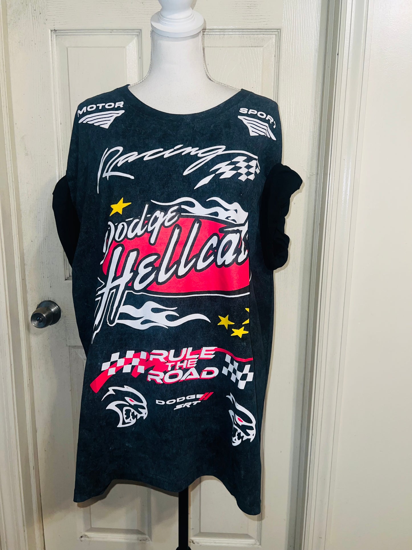 Dodge Hellcat Racing Oversized Distressed Tee  on