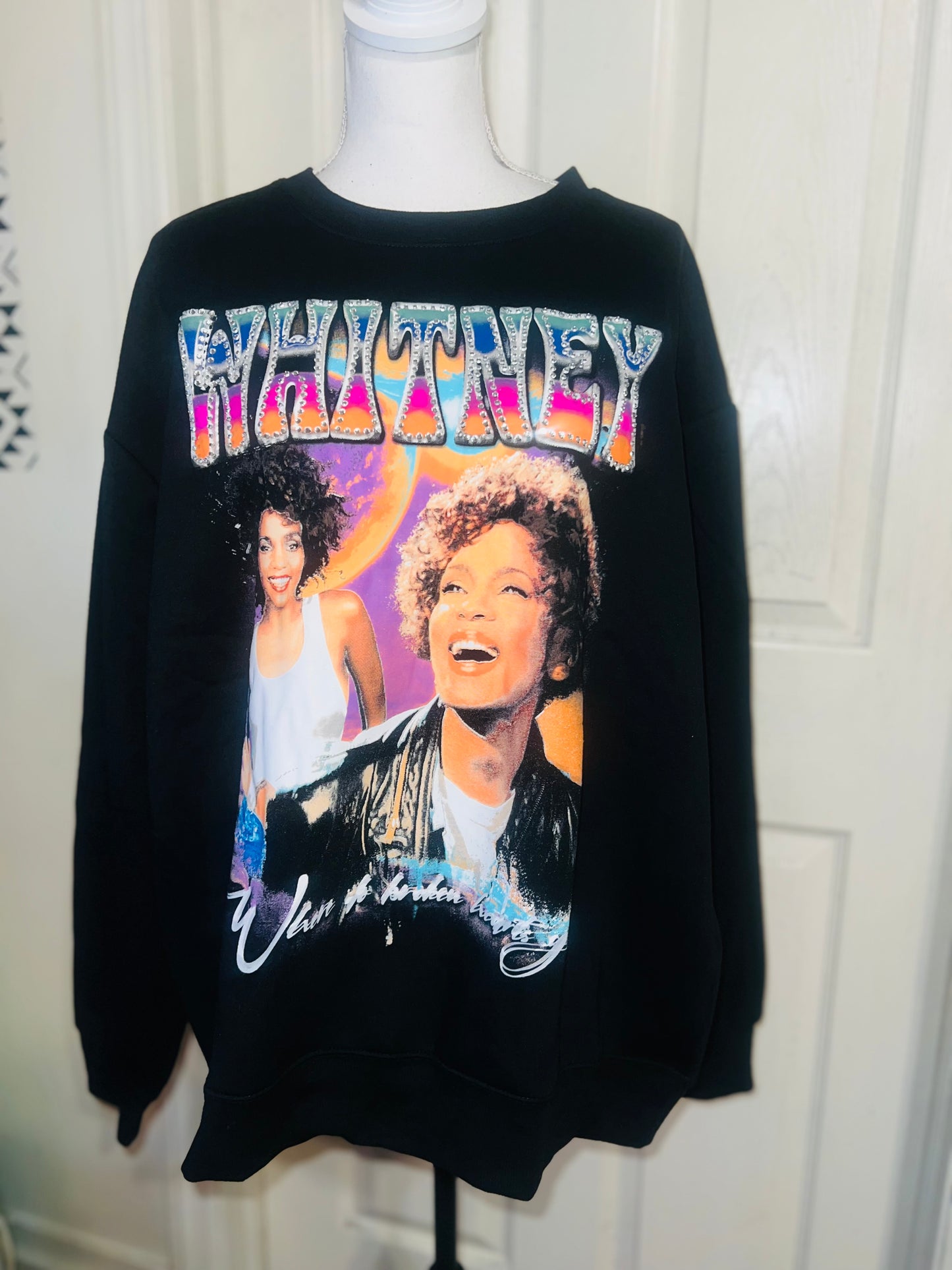 Whitney Houston Oversized Distressed Sweatshirt