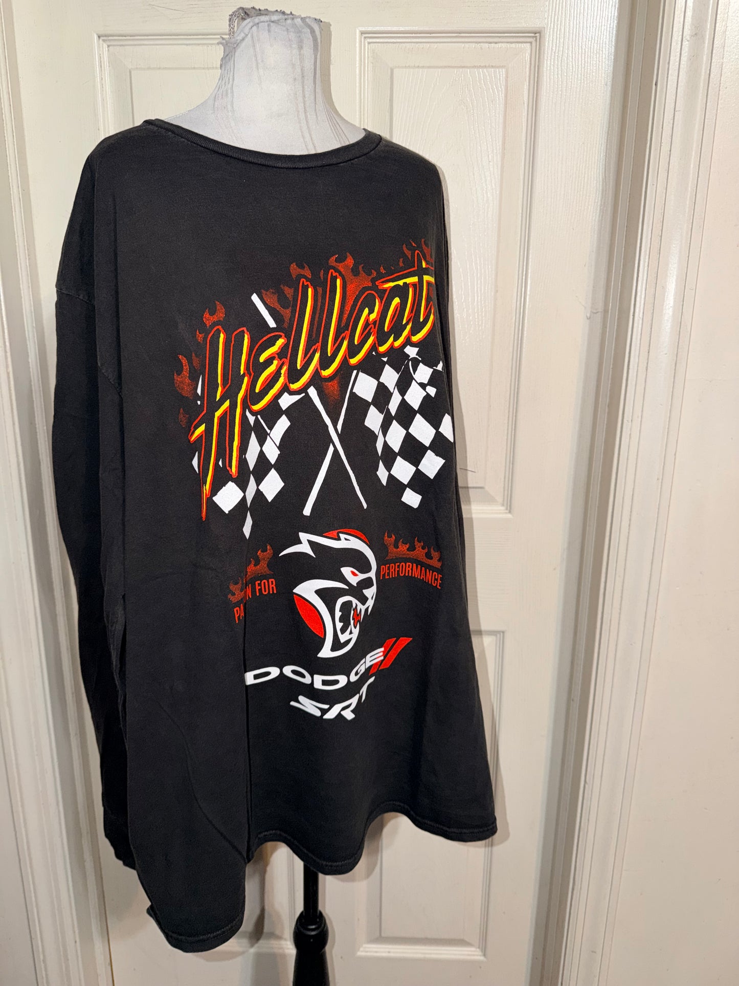 Dodge Hellcat Oversized Distressed Long Sleeve Tee