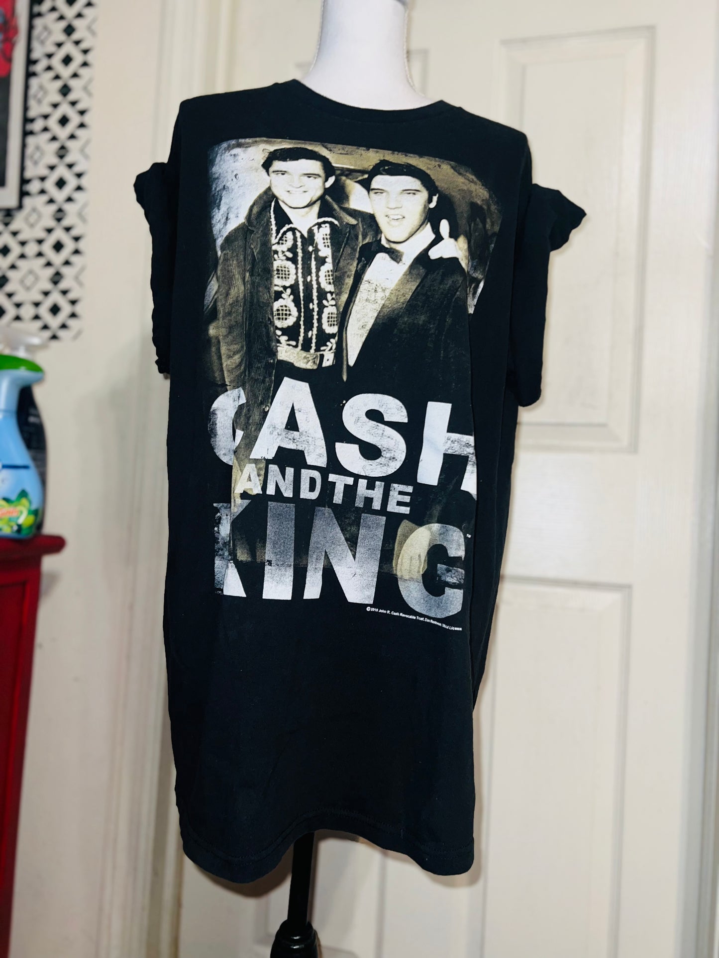 Johnny Cash and Elvis Oversized Distressed Tee