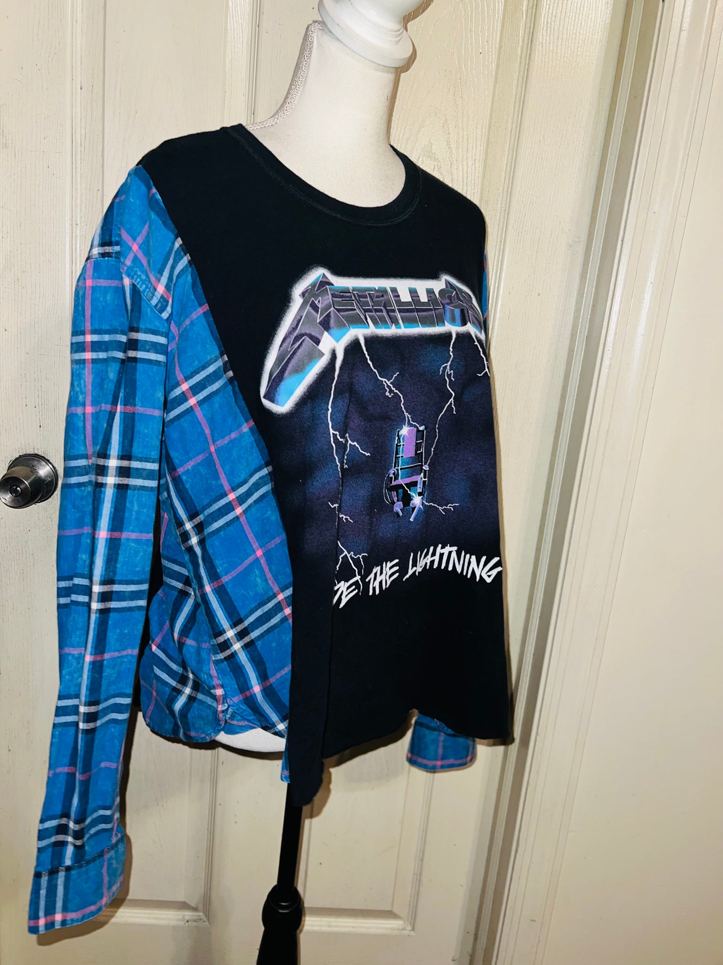 Metallica Oversized Distressed Flannel Long Sleeve Tee