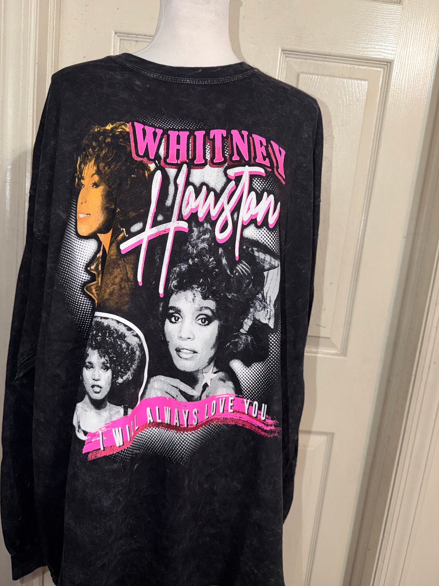 Whitney Houston Oversized Distressed Long Sleeve Tee