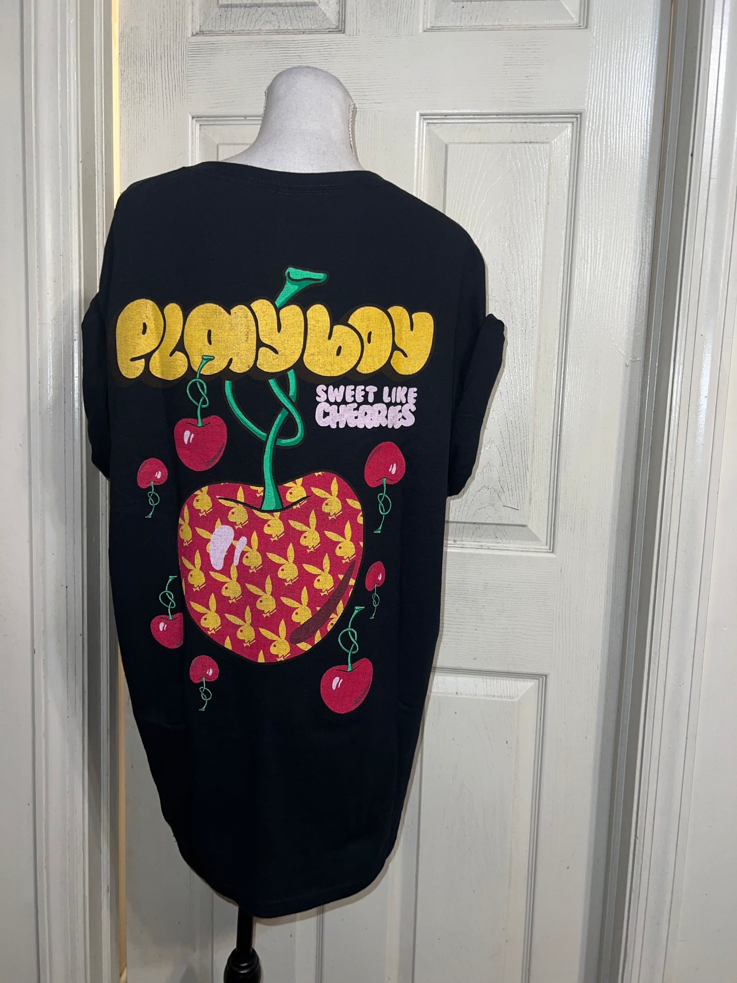 Playboy Cherry Double Sided Oversized Distressed Tee