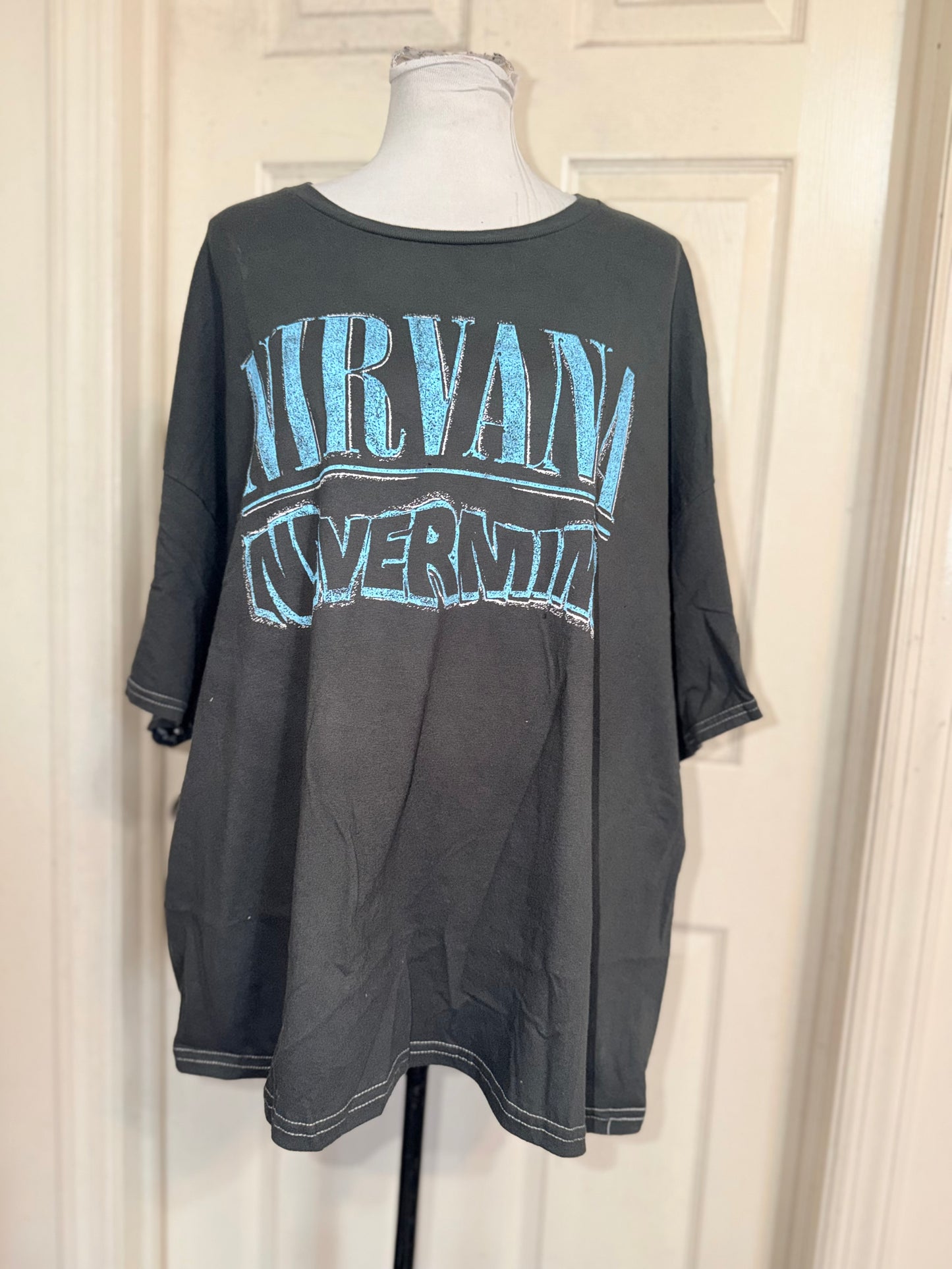 Nirvana Double Sided Oversized Distressed Tee