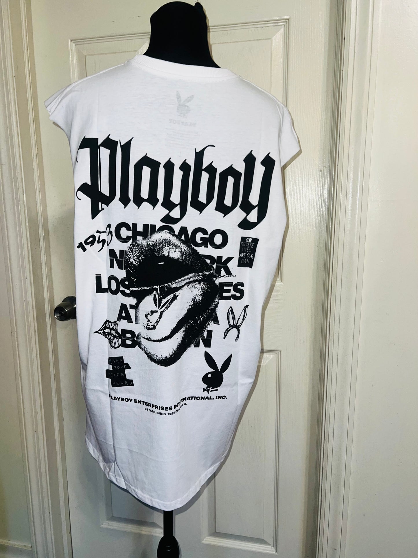 Playboy Double Sided Oversized Distressed Tank