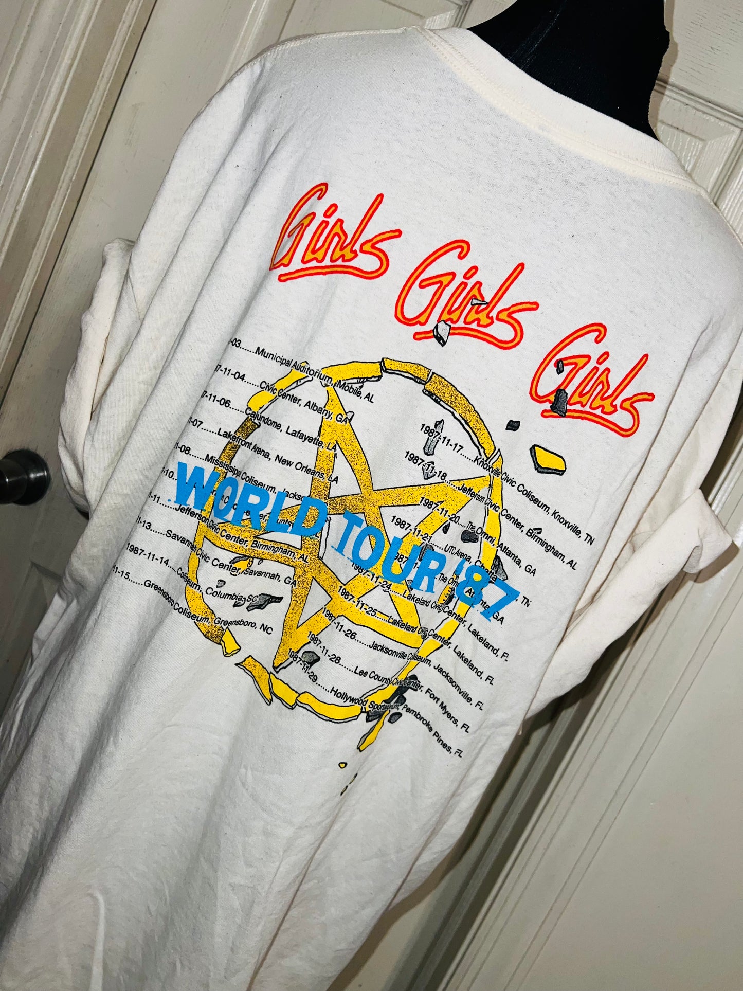 Motley Crue Tour Double Sided  Oversized Distressed Tee