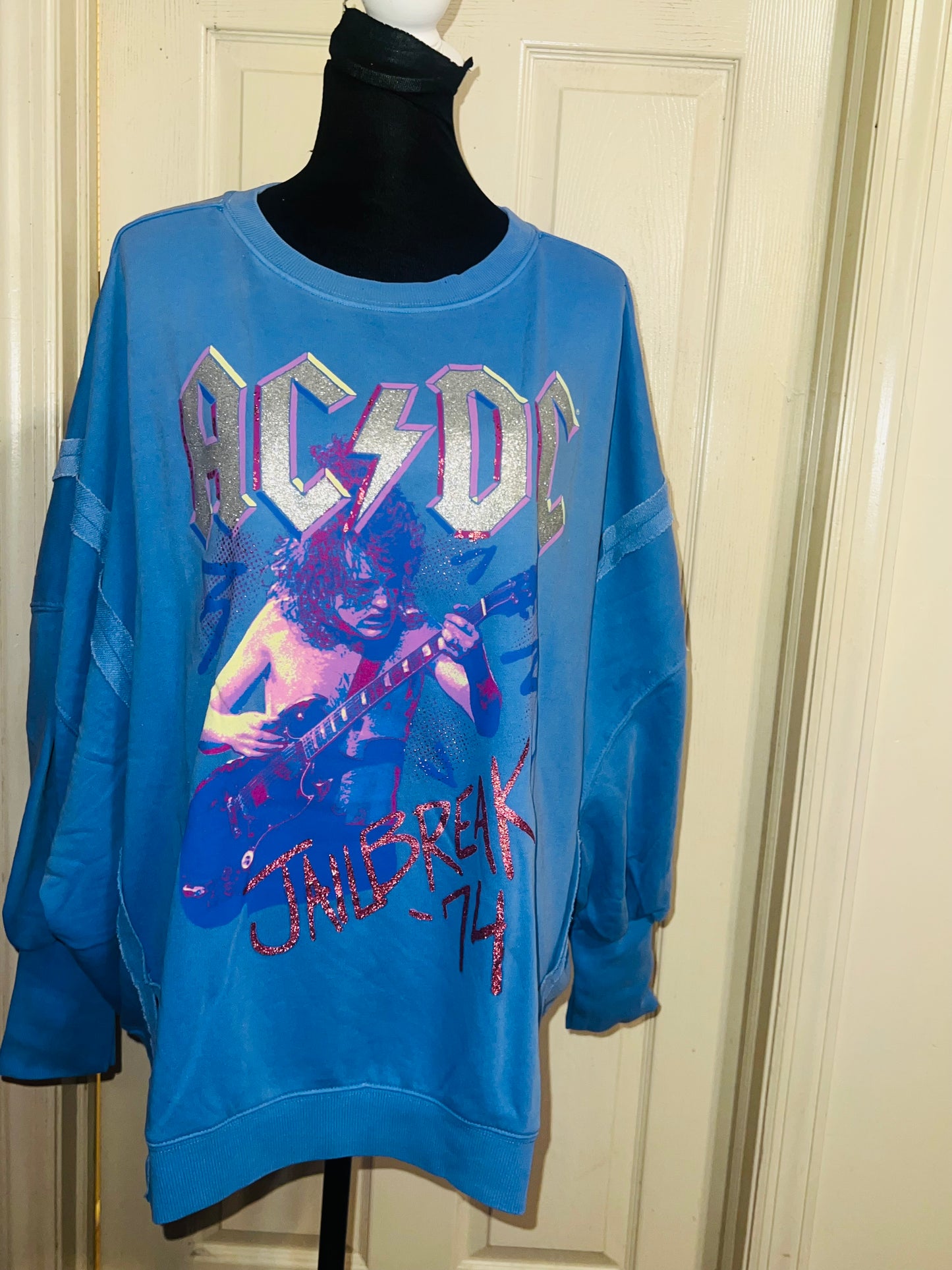 AC/DC Oversized Distressed Sweatshirt