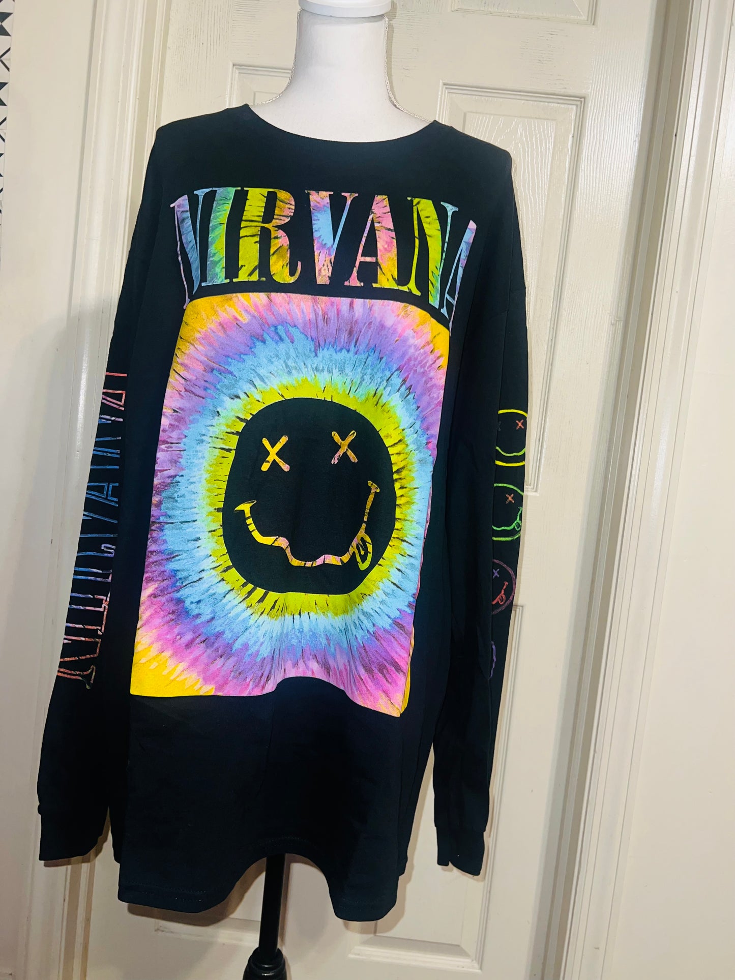 Nirvana Oversized Distressed Long Sleeve Tee