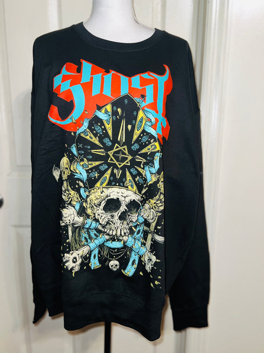 Ghost Oversized Distressed Sweatshirt