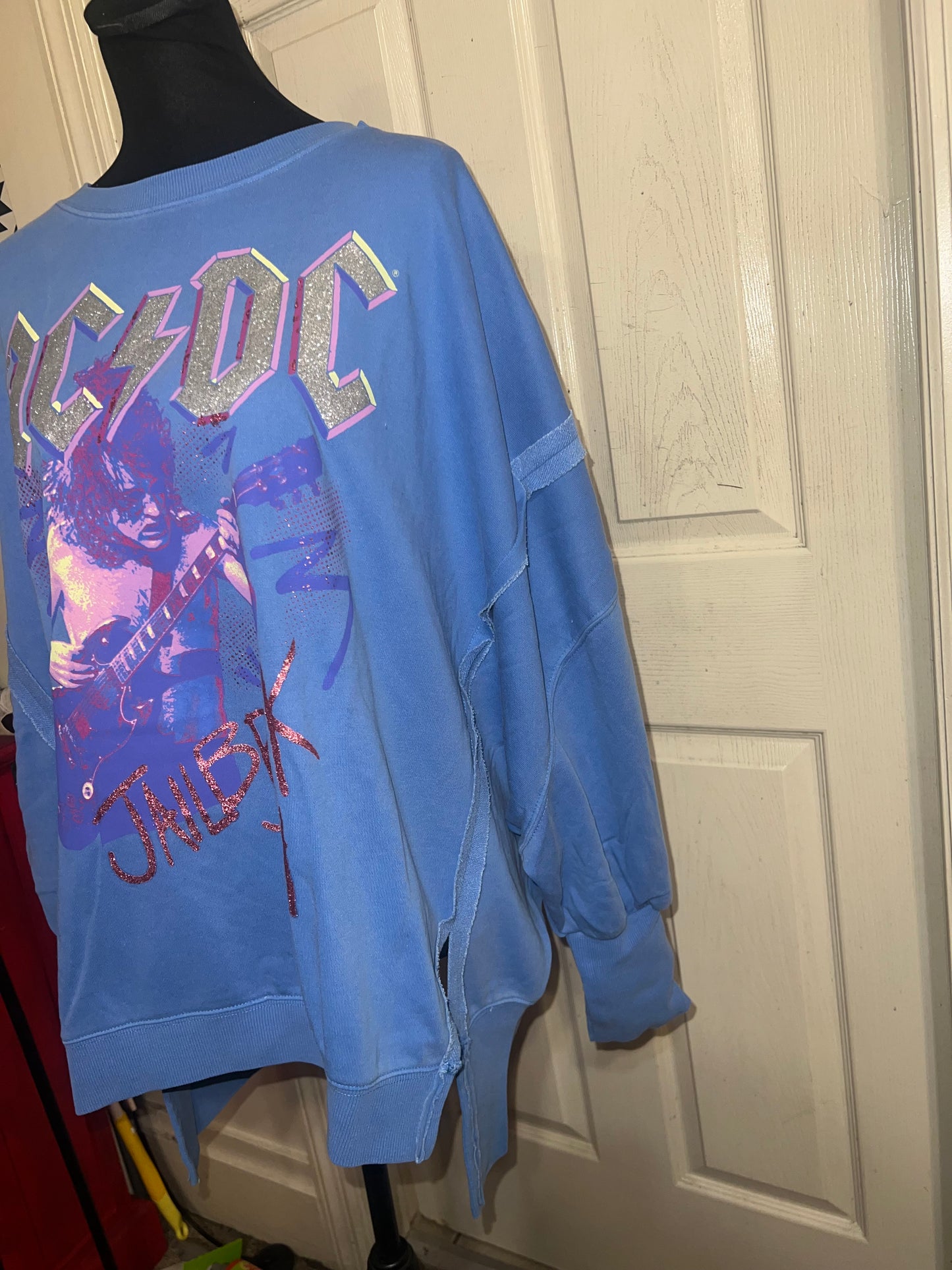 AC/DC Oversized Distressed Sweatshirt