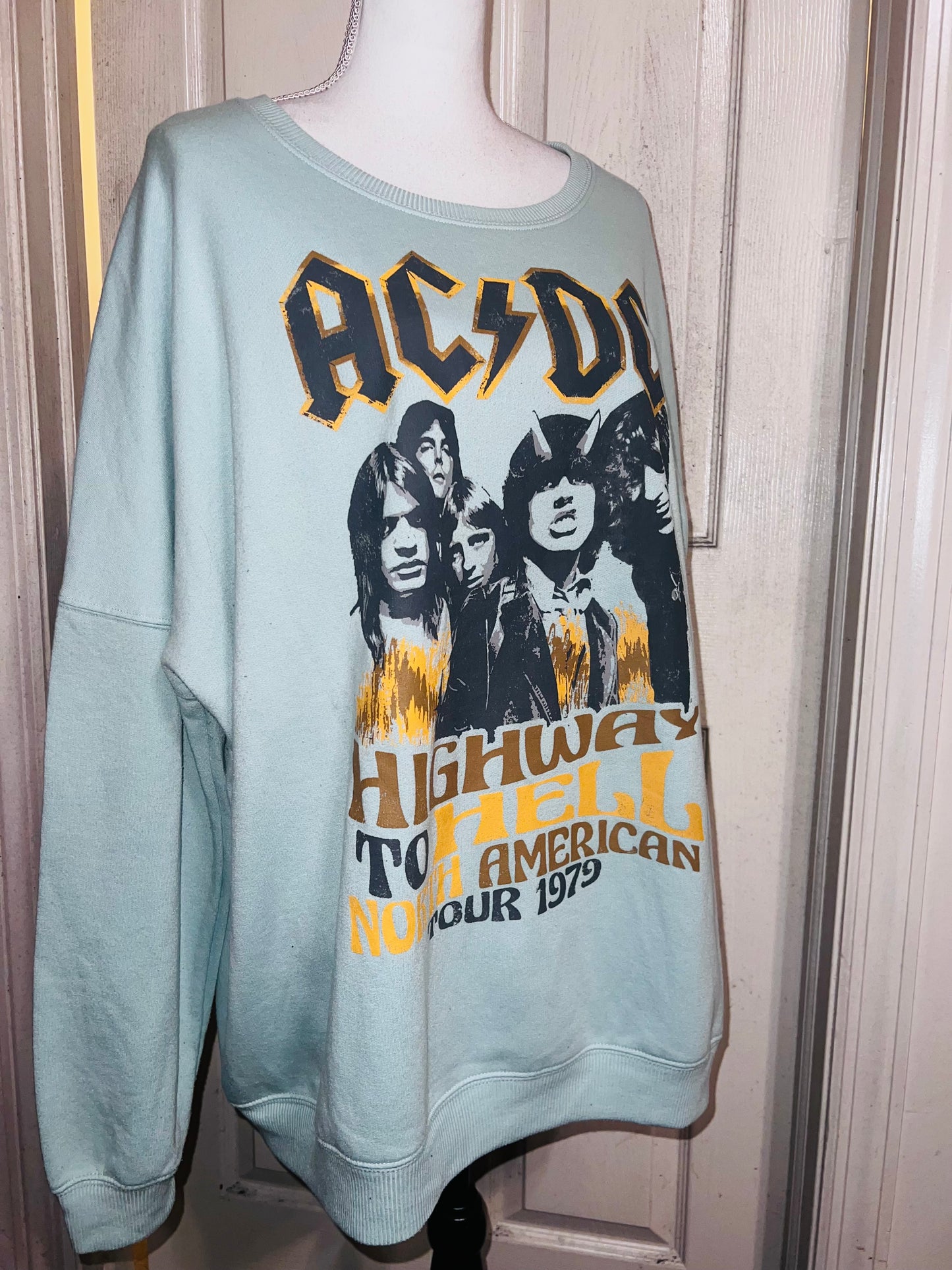 AC/DC Oversized Distressed Sweatshirt