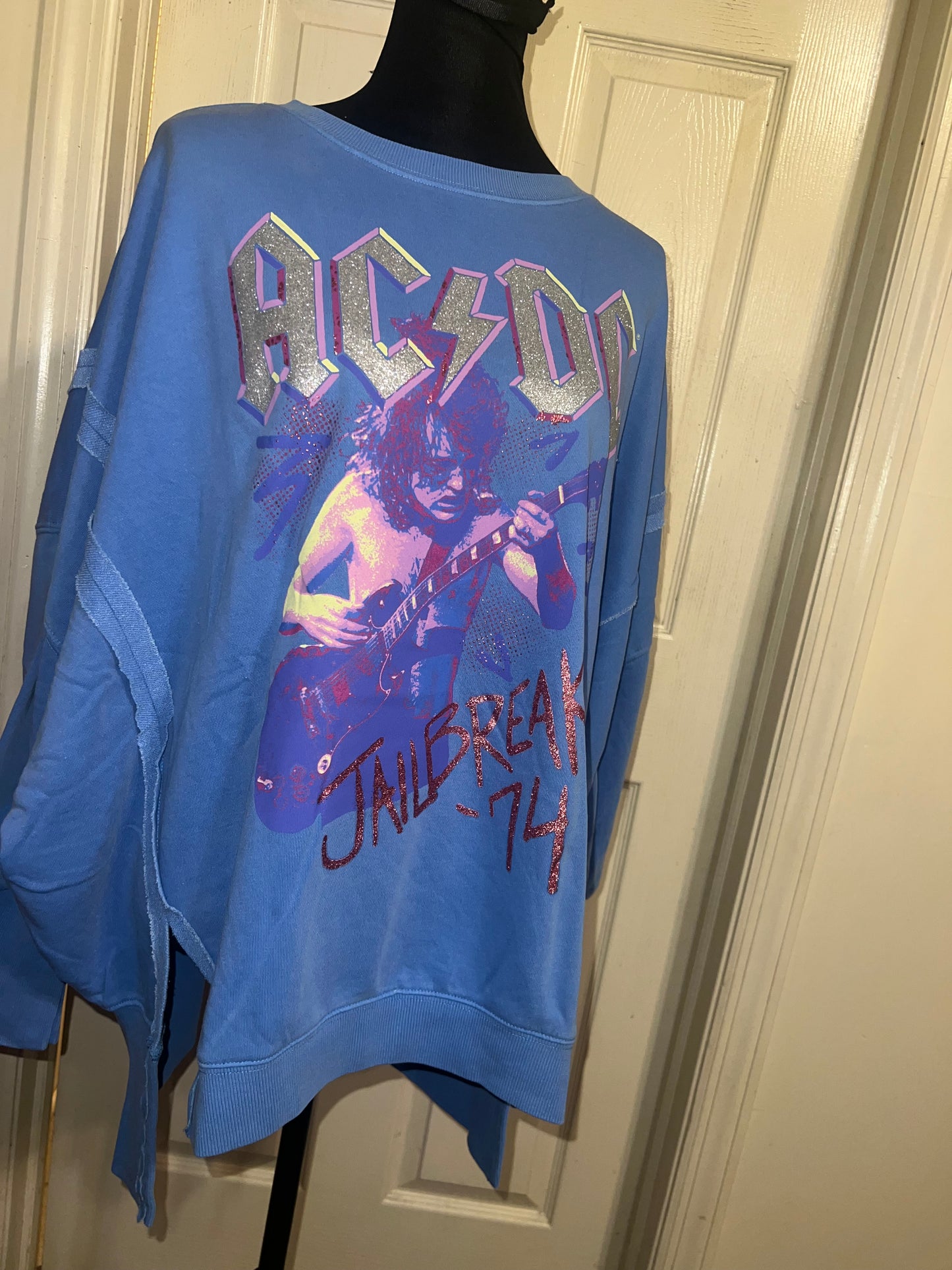 AC/DC Oversized Distressed Sweatshirt