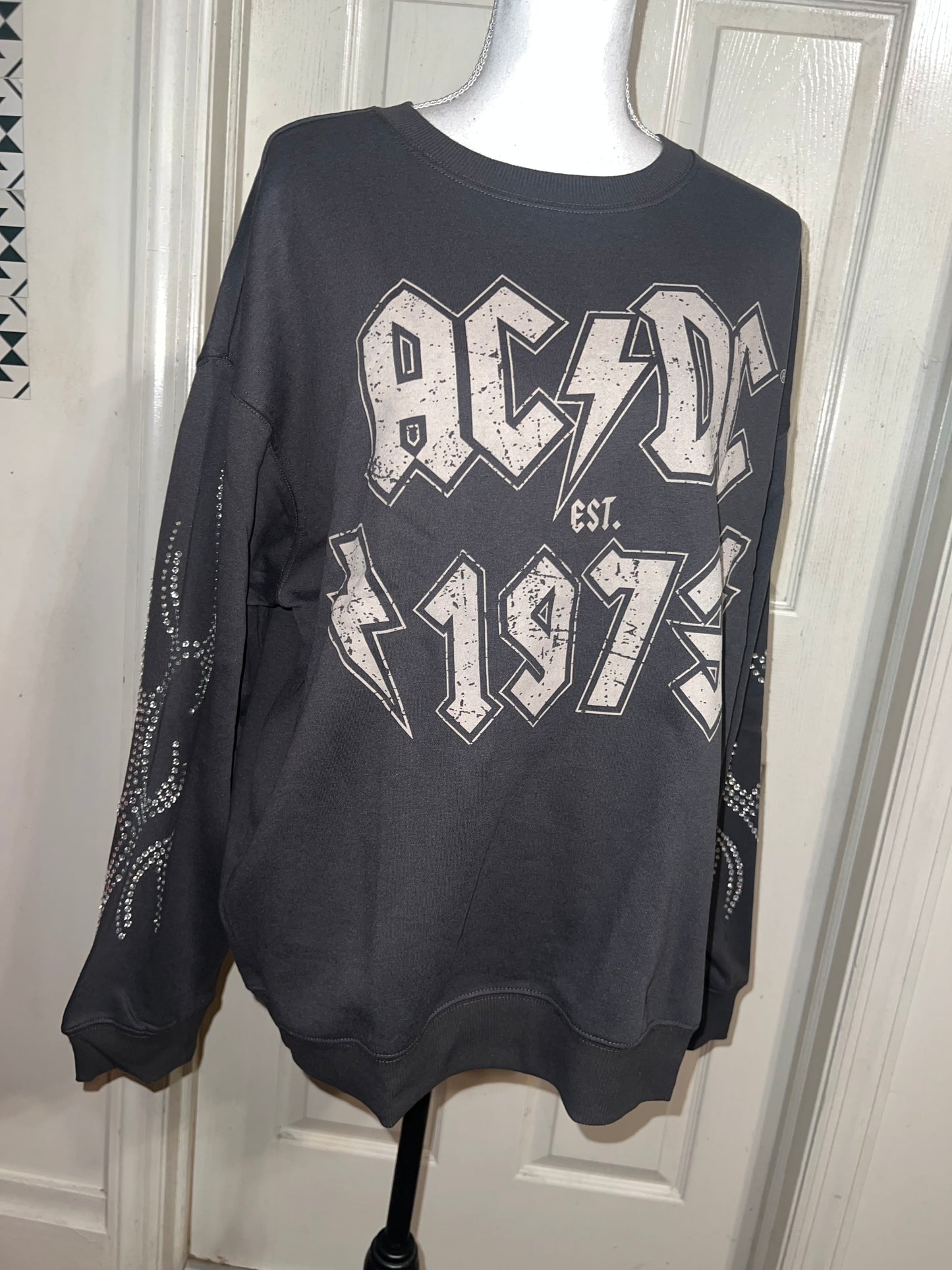 AC/DC Oversized Distressed Sweatshirt