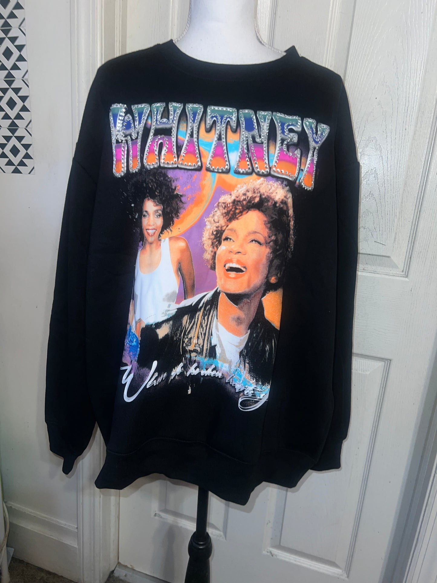 Whitney Houston Oversized Distressed Sweatshirt