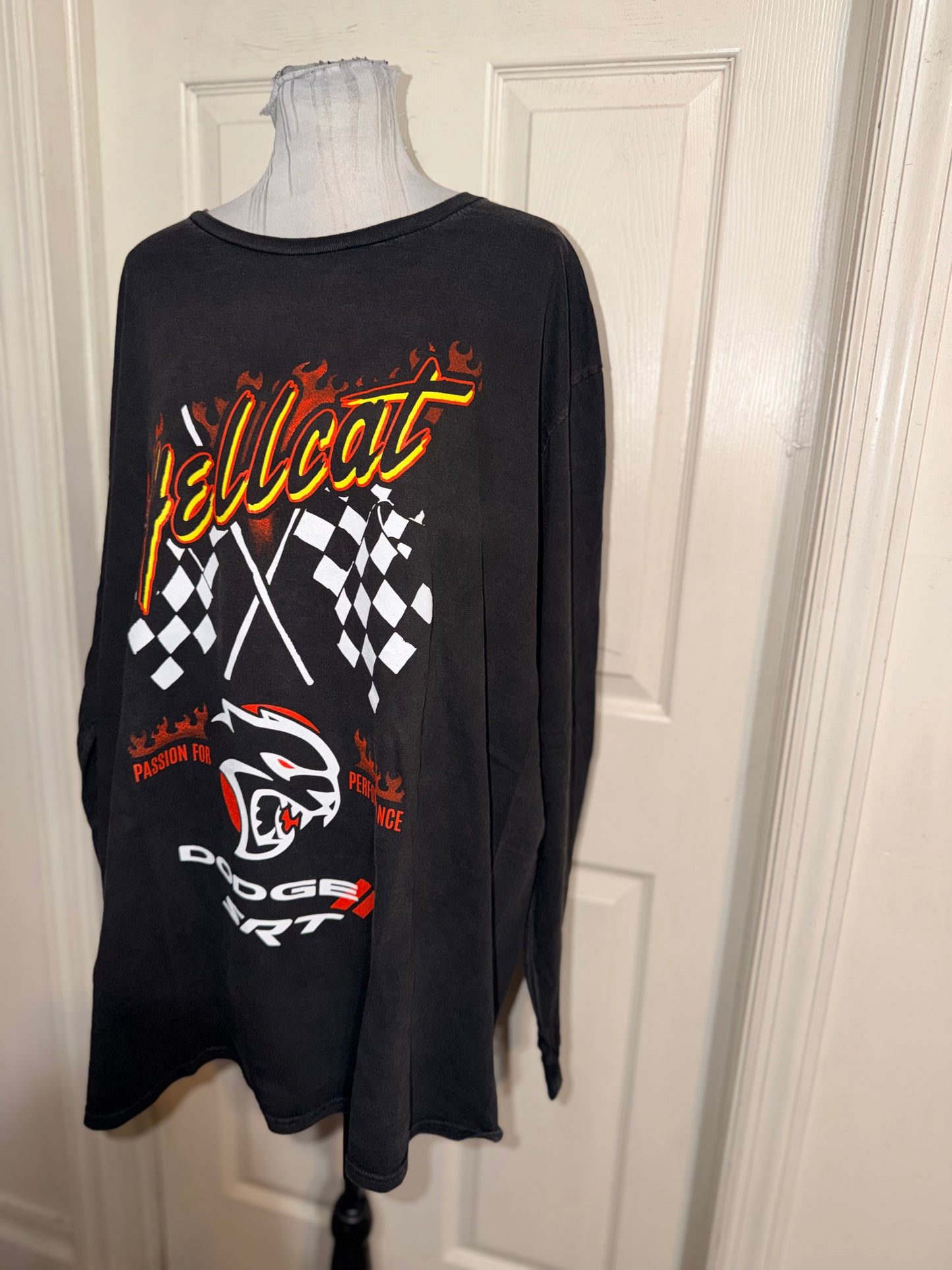 Dodge Hellcat Oversized Distressed Long Sleeve Tee