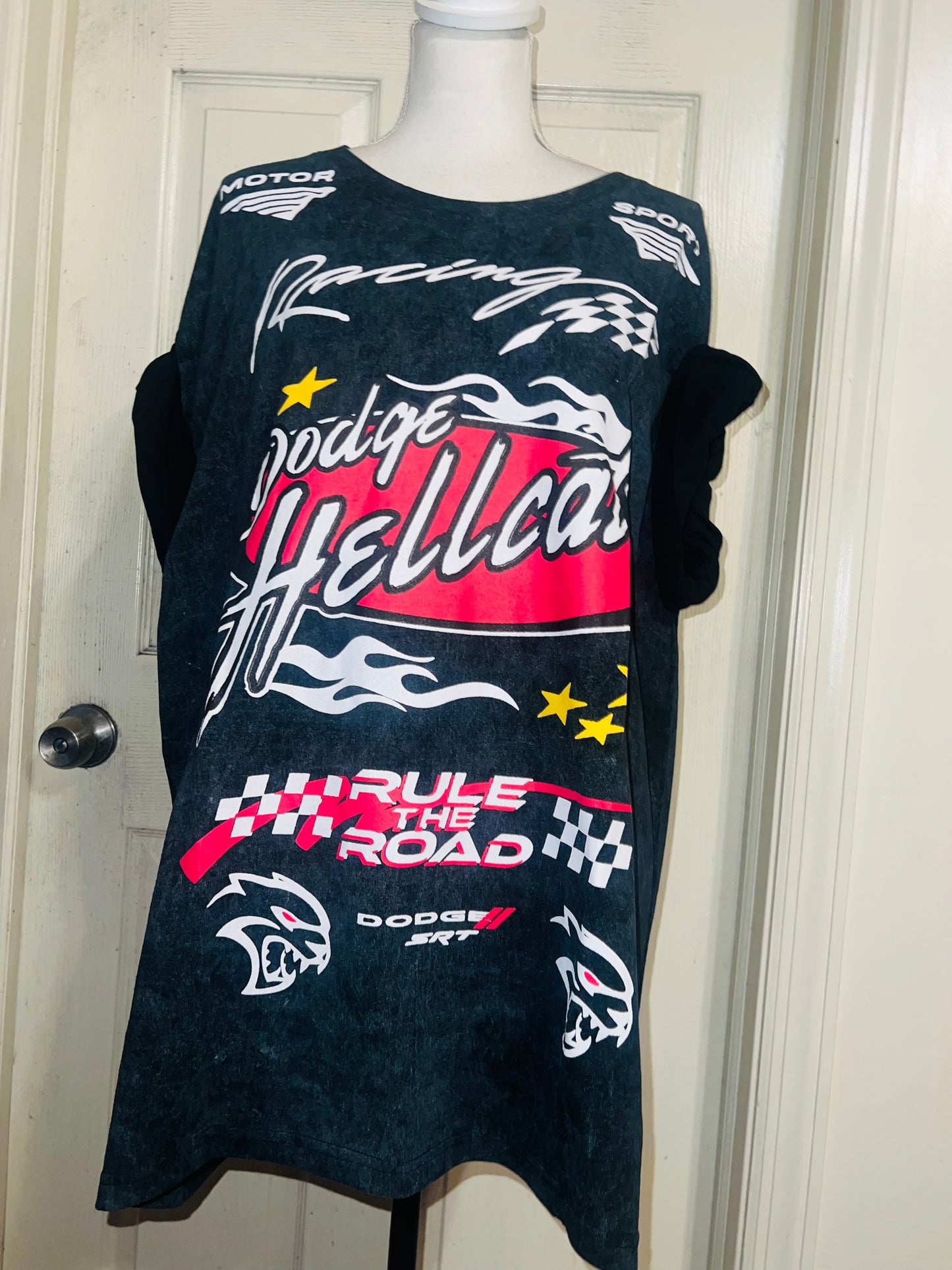 Dodge Hellcat Racing Oversized Distressed Tee  on