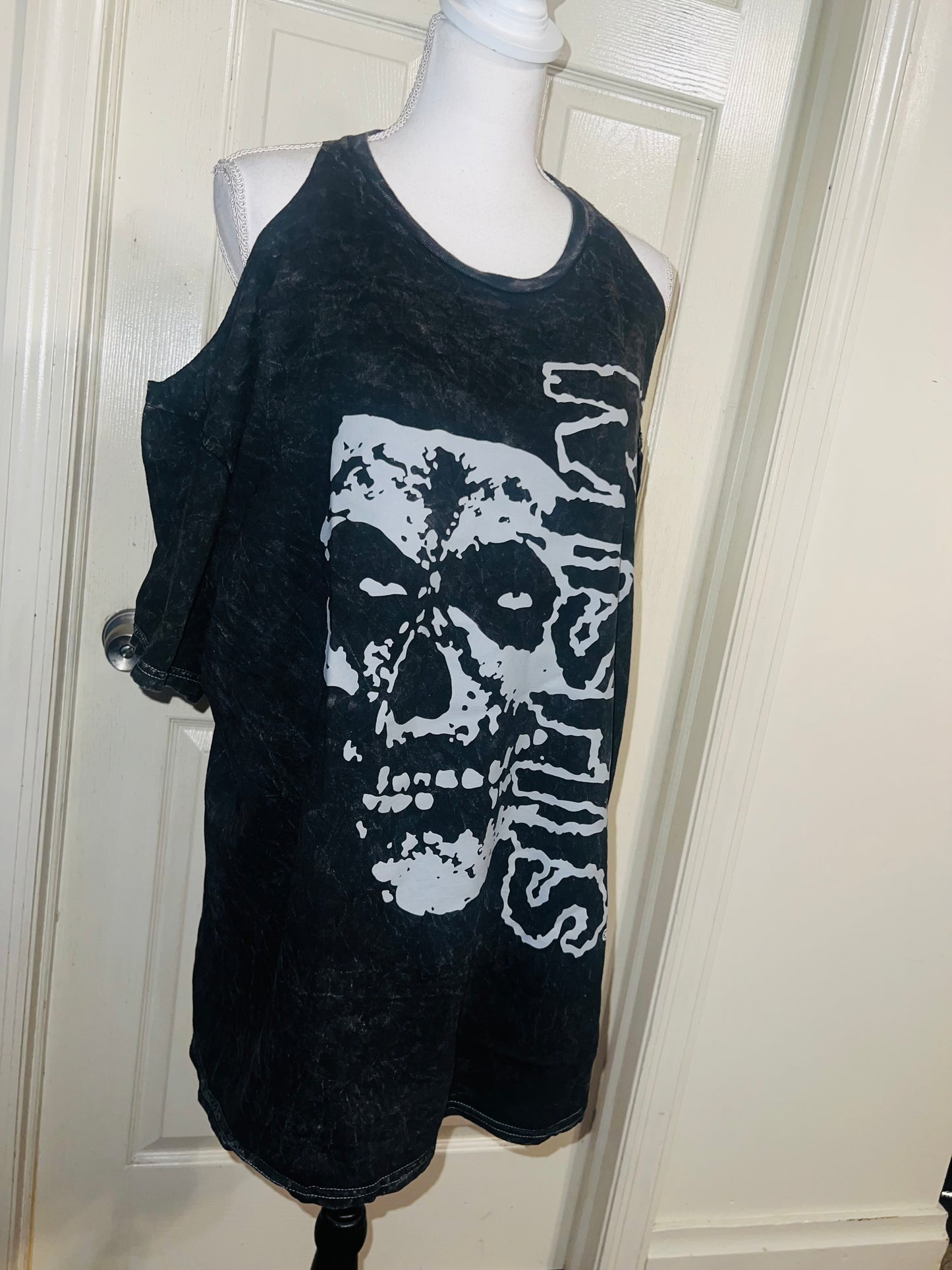 Misfits Shoulder Cut Out Oversized Distressed Tee