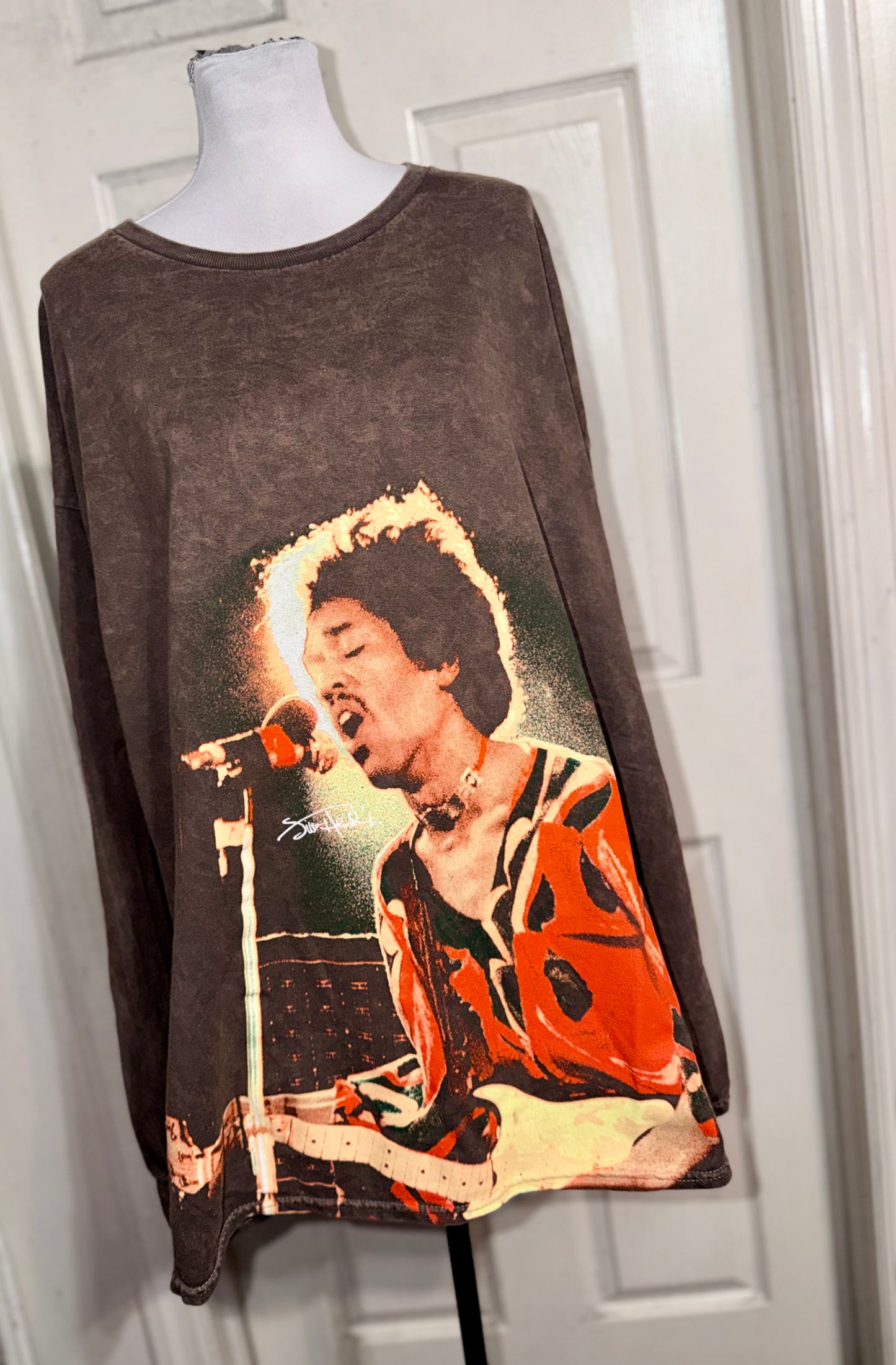 Jimi Hendrix Oversized Distressed Long Sleeve Tee