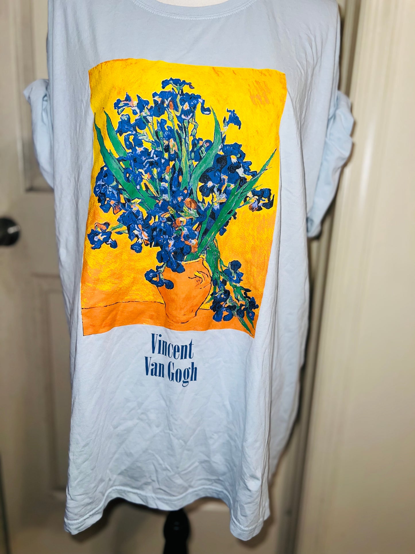 Vincent Van Gogh Irises Oversized Distressed Tee