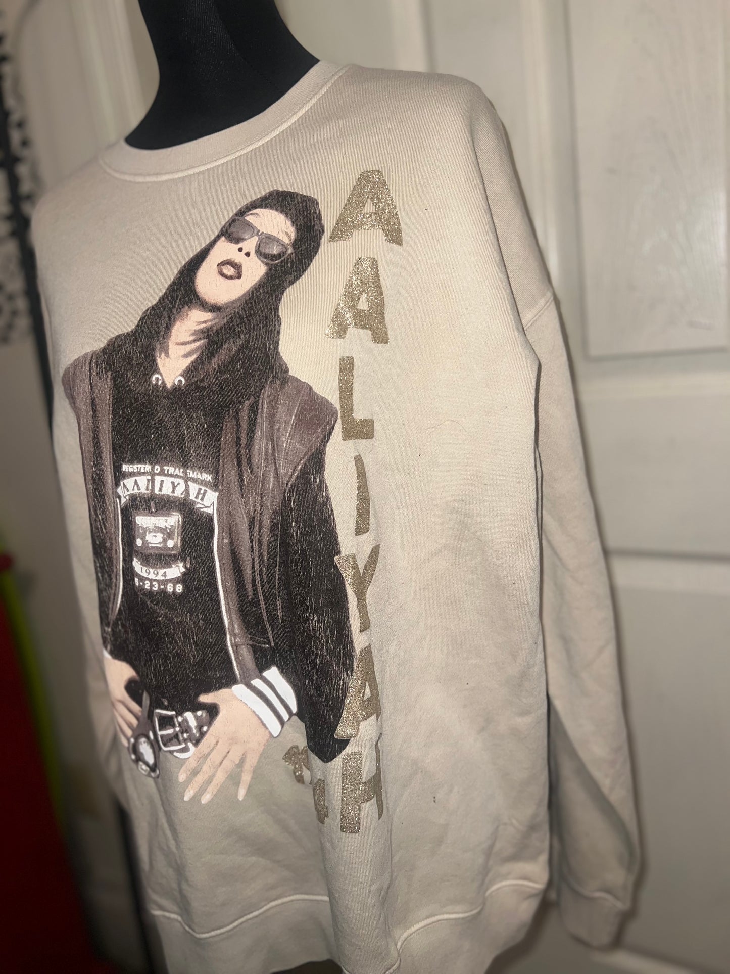 Aaliyah Oversized Distressed Sweatshirt