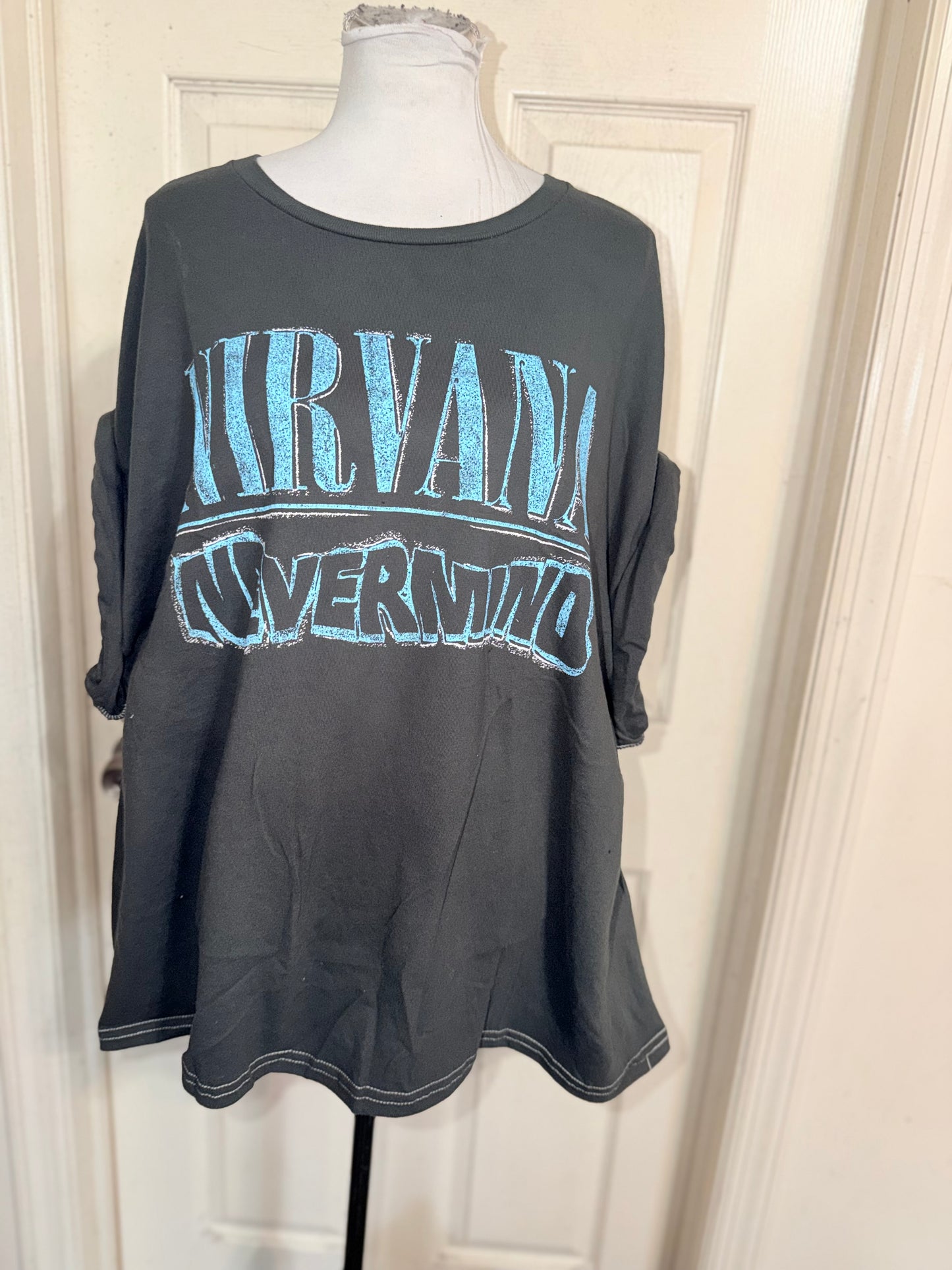 Nirvana Double Sided Oversized Distressed Tee