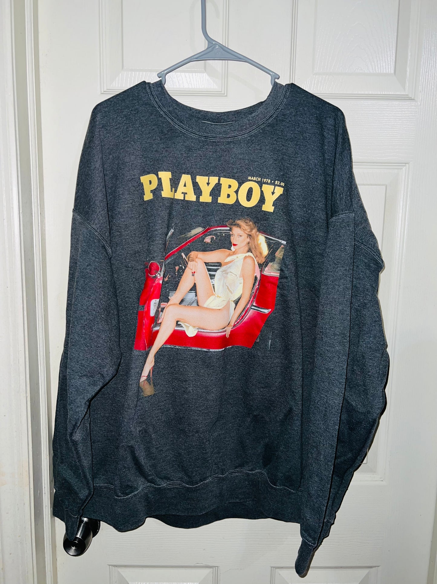 Playboy Magazine Oversized Distressed Sweatshirt