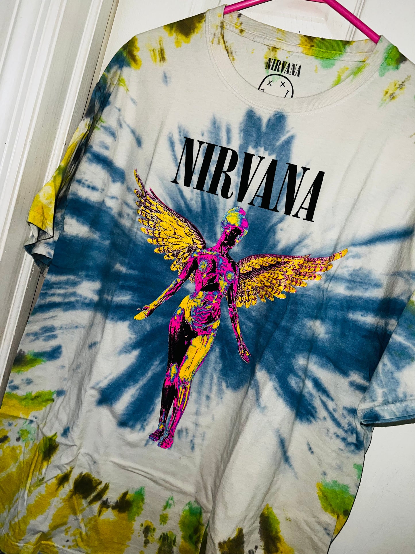 Nirvana Tie Die Oversized Distressed Tee