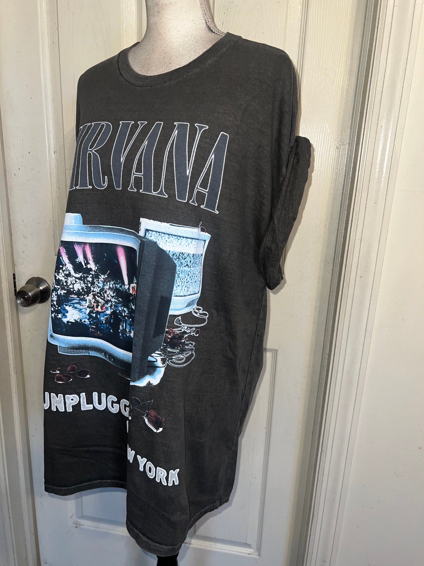 Nirvana Double Sided Oversized Distressed Tee