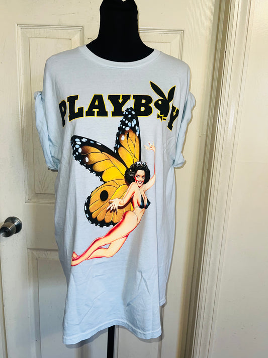 Playboy Double Sided Oversized Distressed Tee