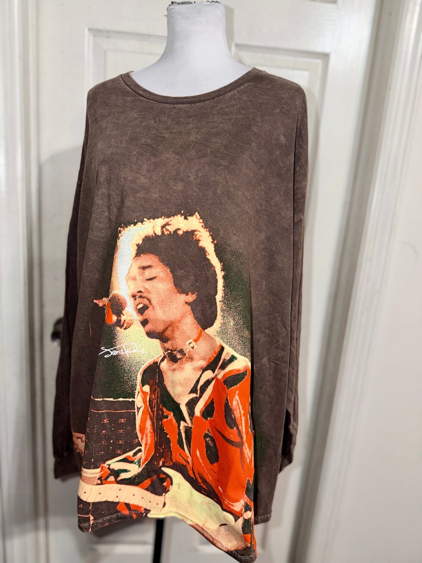 Jimi Hendrix Oversized Distressed Long Sleeve Tee