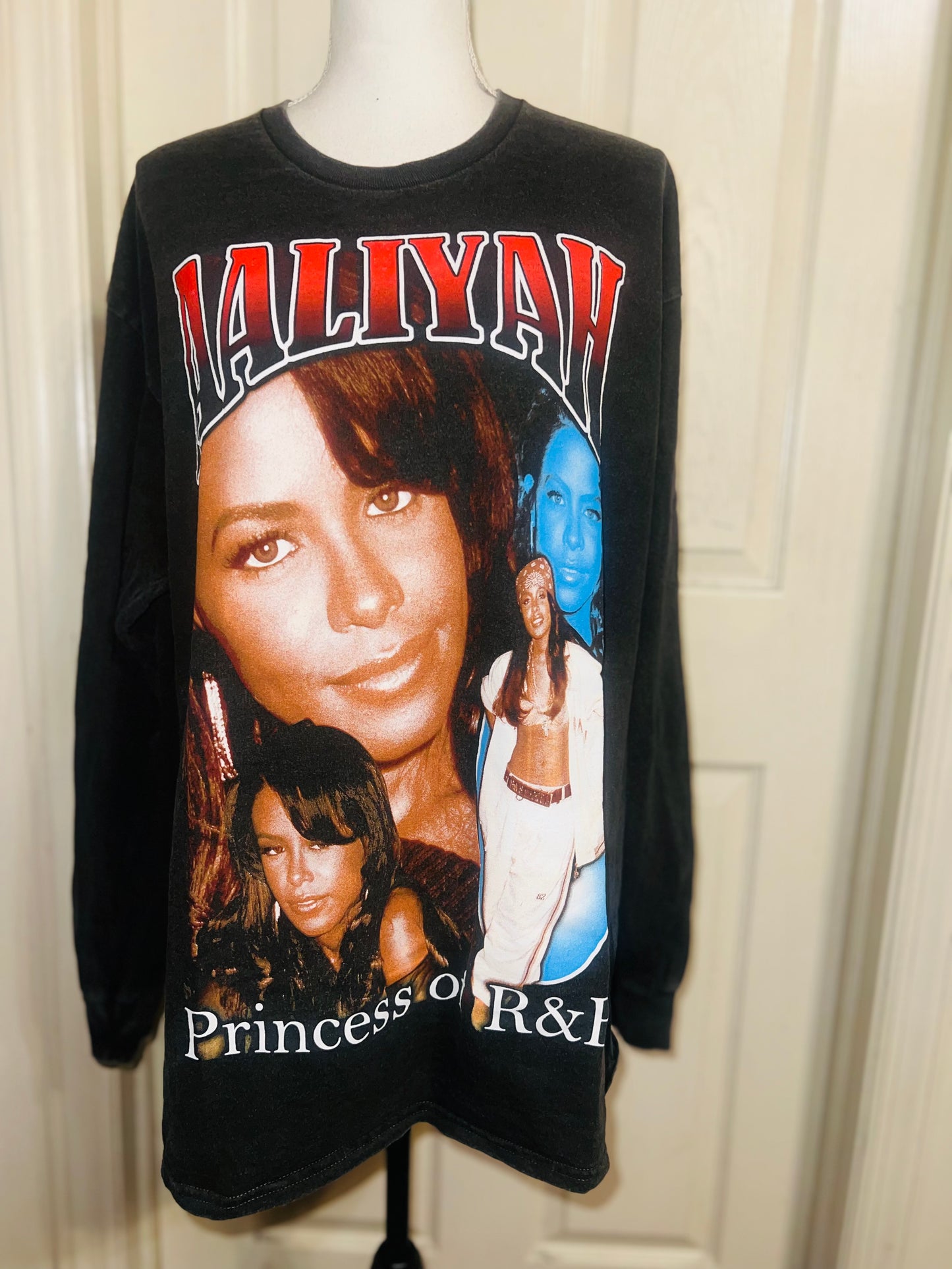 Aaliyah Oversized Distressed Long Sleeve Tee