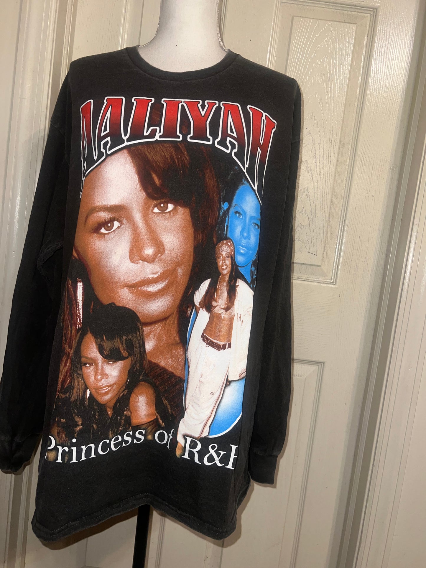 Aaliyah Oversized Distressed Long Sleeve Tee