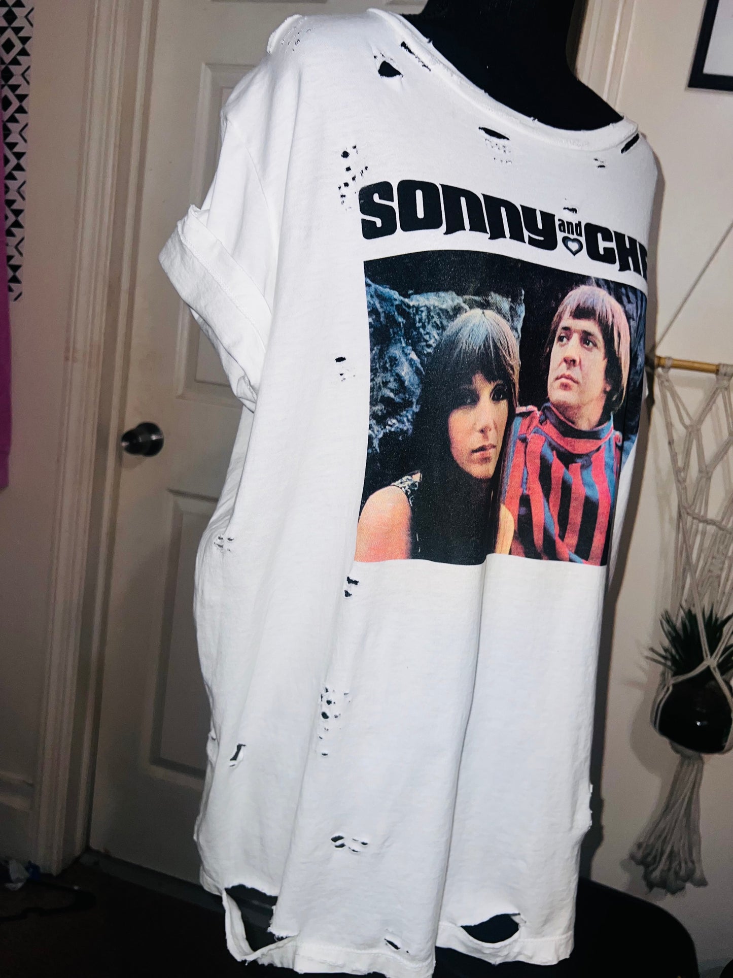 Sonny and Cher Oversized Distressed Tee