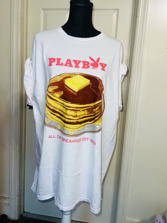 Playboy Pancake Double Sided Distressed Tee