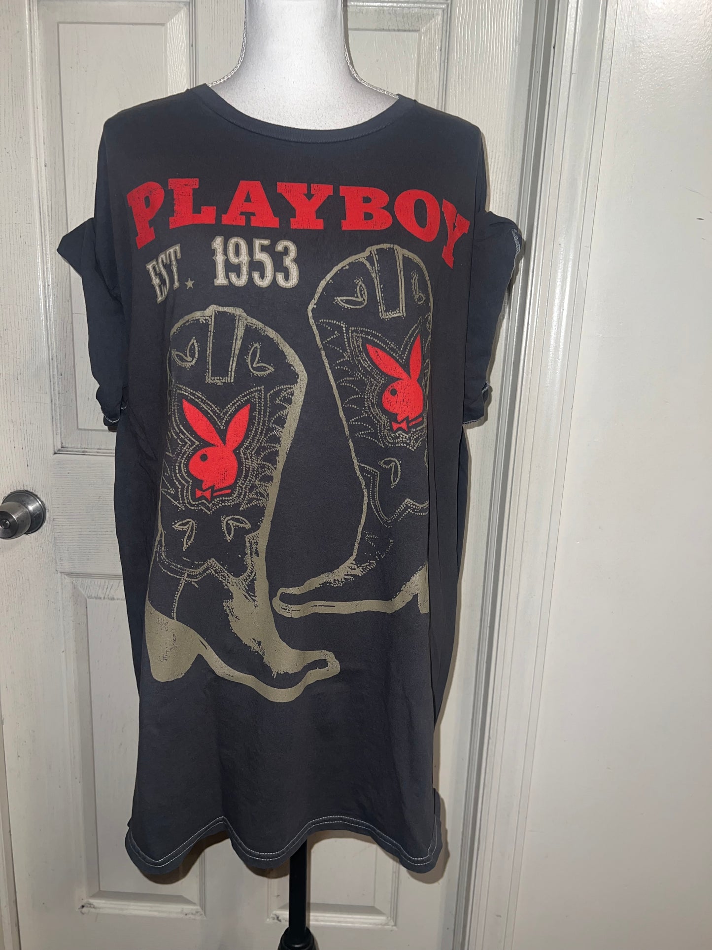 Playboy Cowboy Oversized Distressed Tee