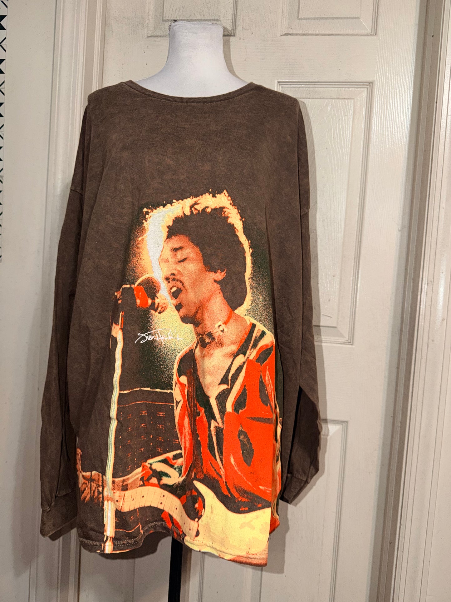 Jimi Hendrix Oversized Distressed Long Sleeve Tee