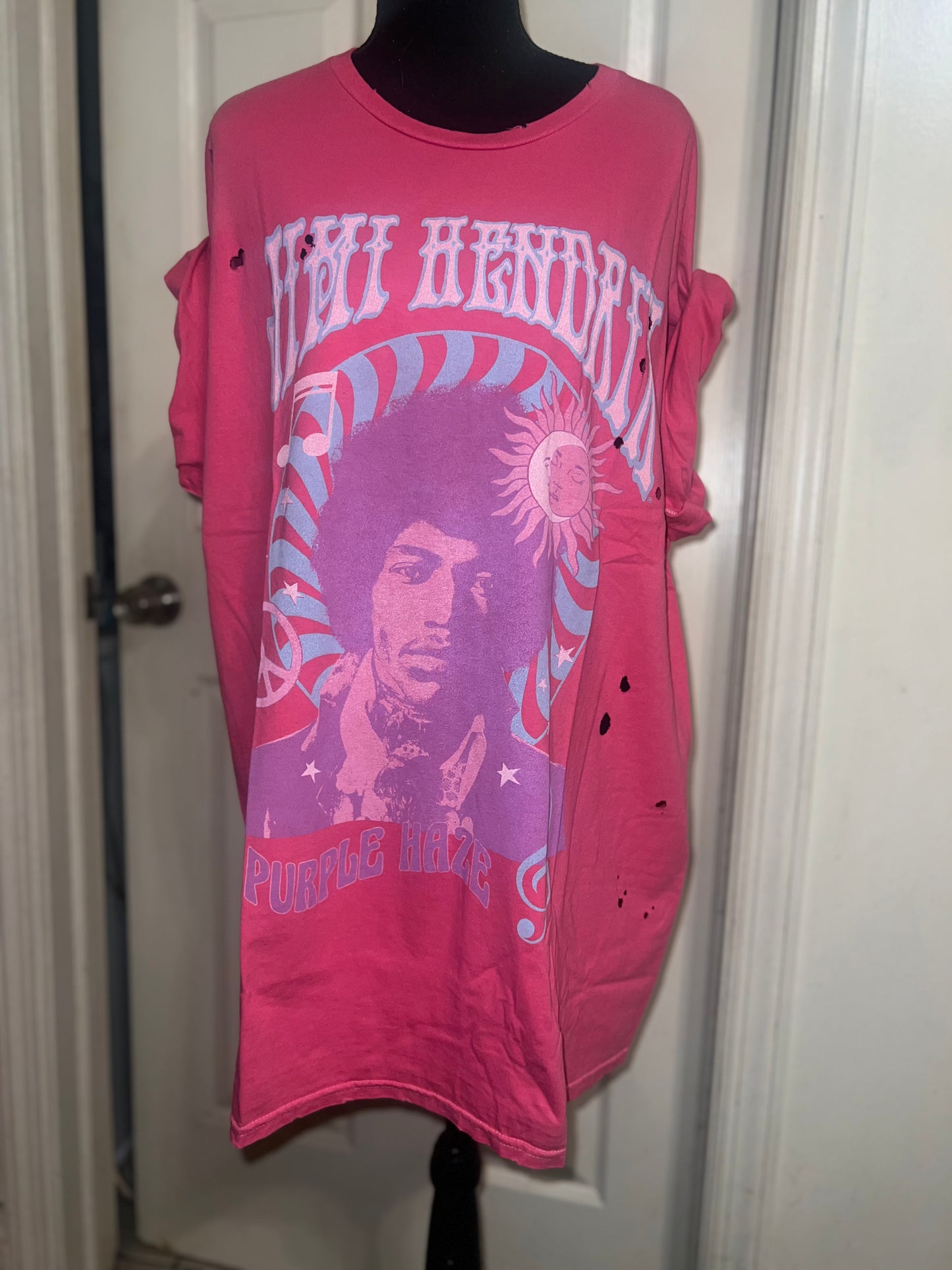 Jimi Hendrix Purple Haze Oversized Distressed Tee