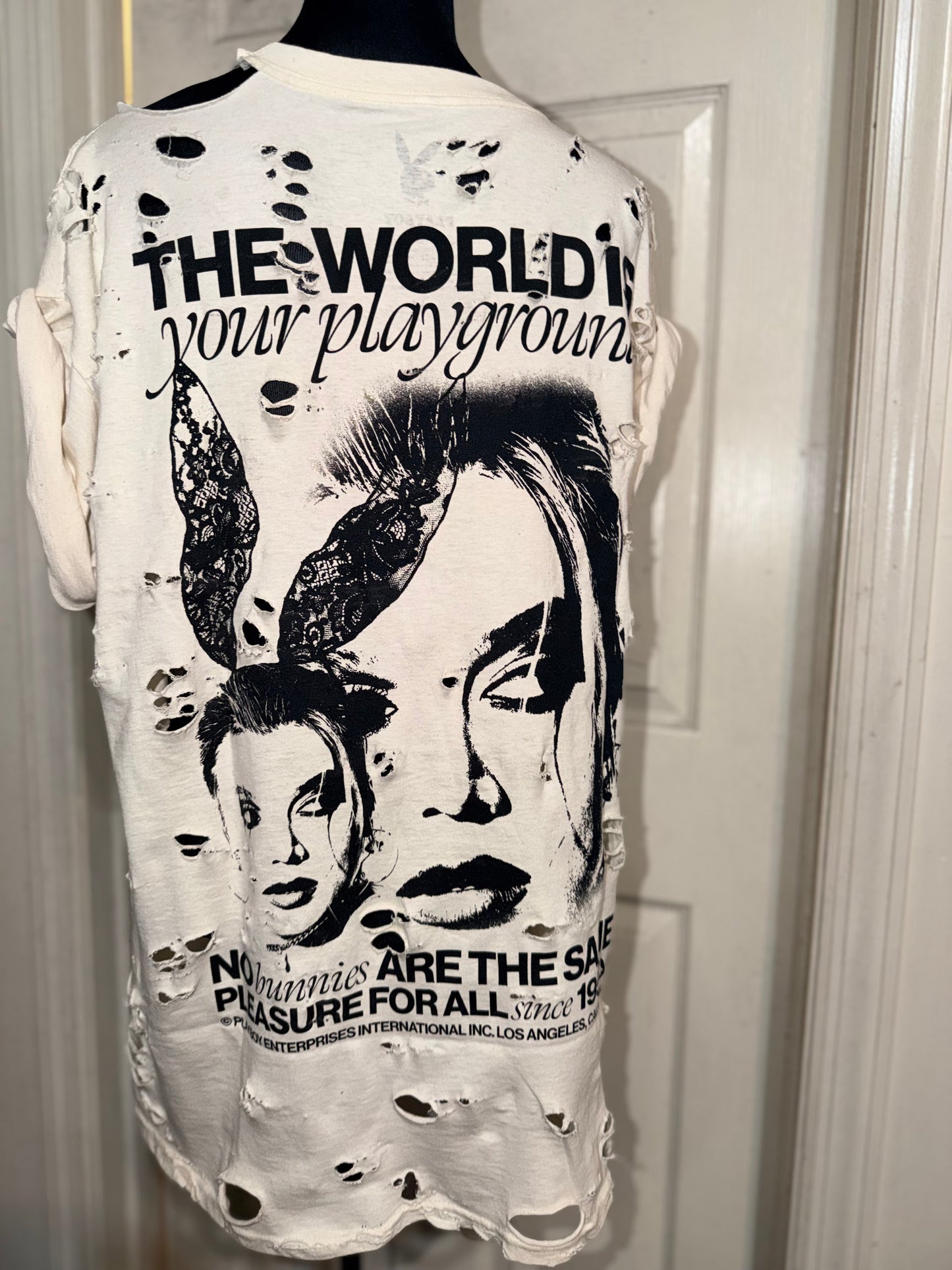 Playboy Double Sided Oversized Distressed Tee
