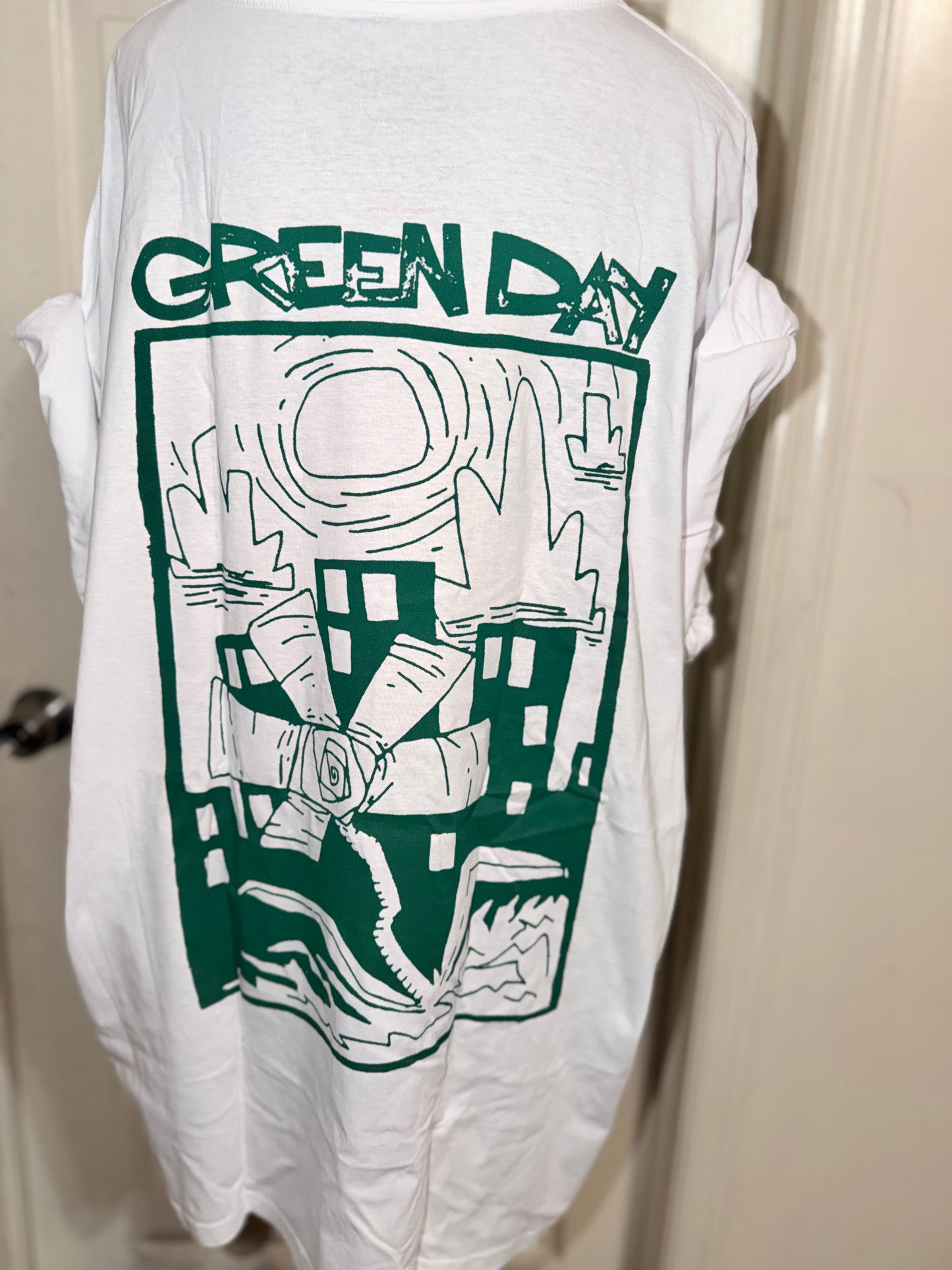 Green Day Double Sided Oversized Distressed Tee