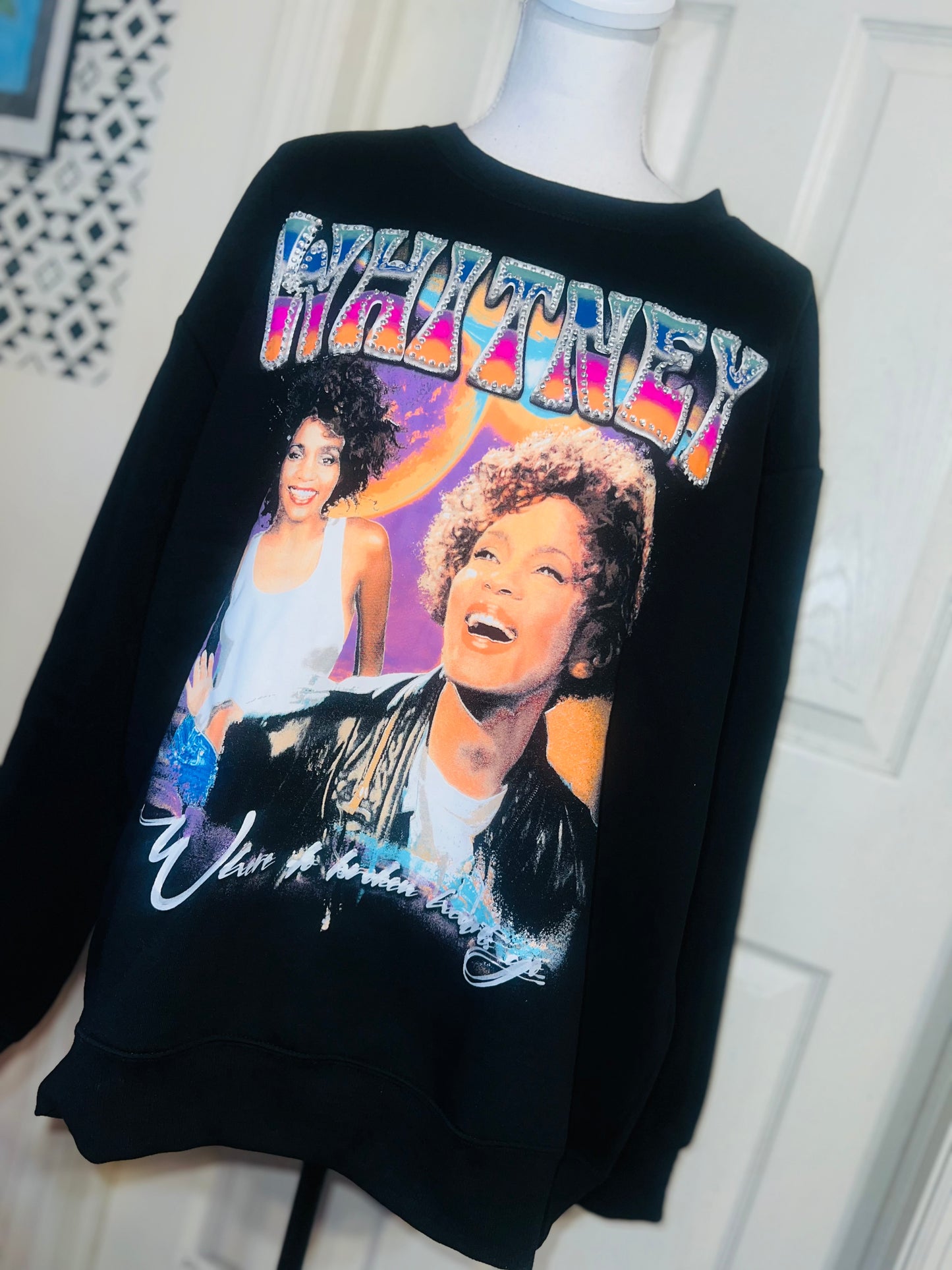 Whitney Houston Oversized Distressed Sweatshirt