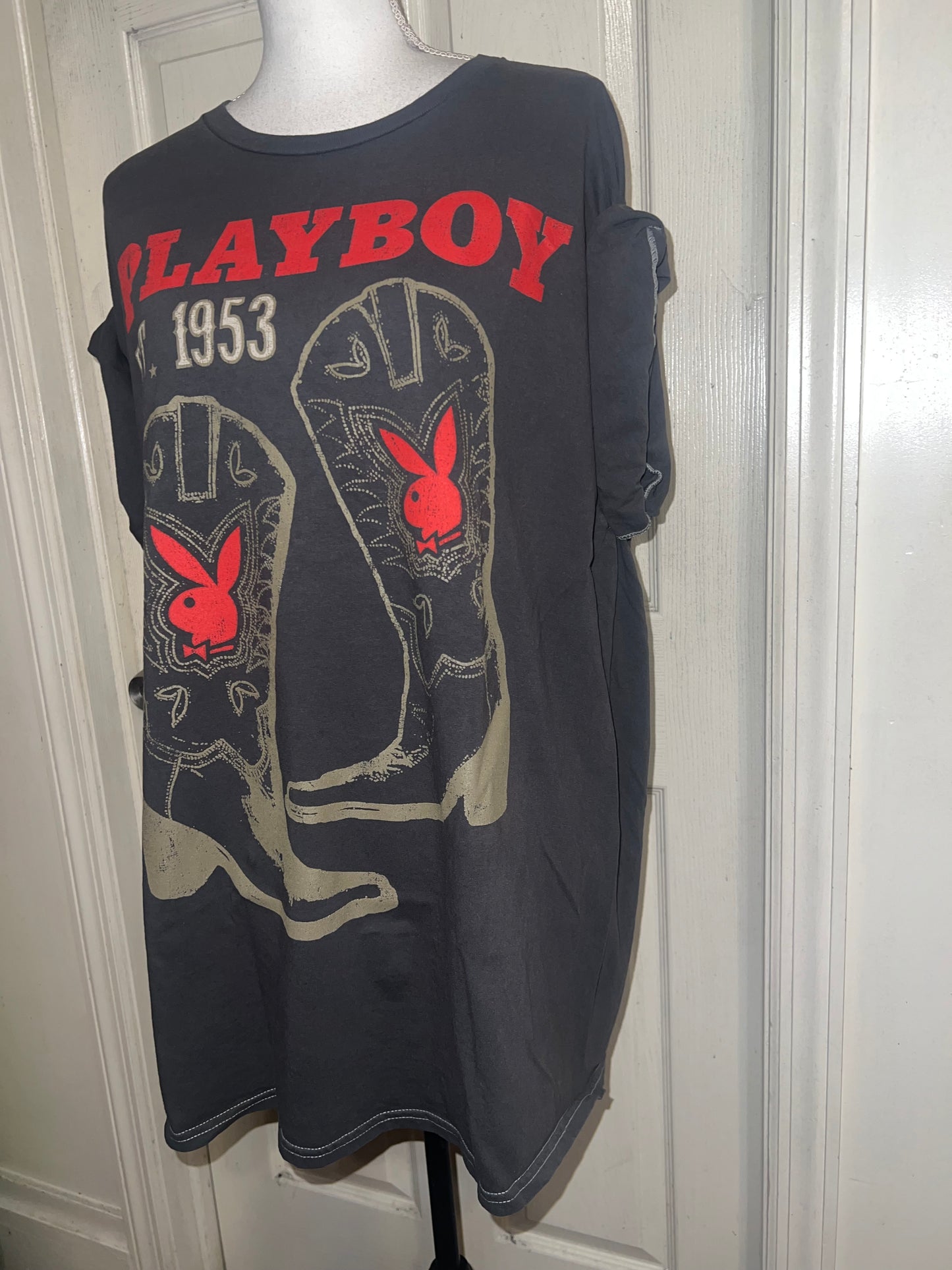 Playboy Cowboy Oversized Distressed Tee