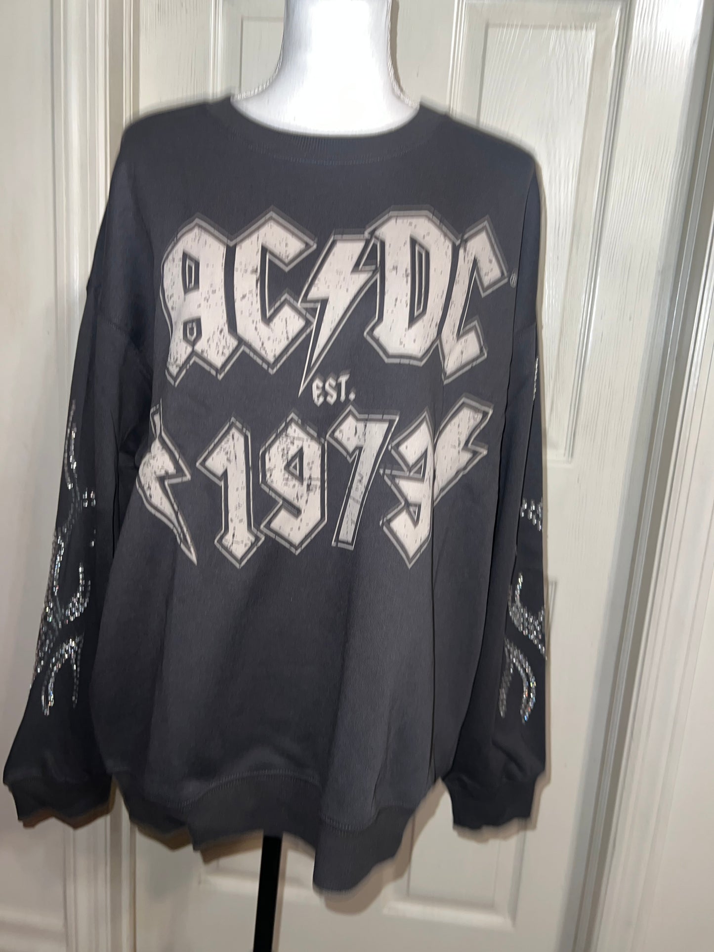 AC/DC Oversized Distressed Sweatshirt