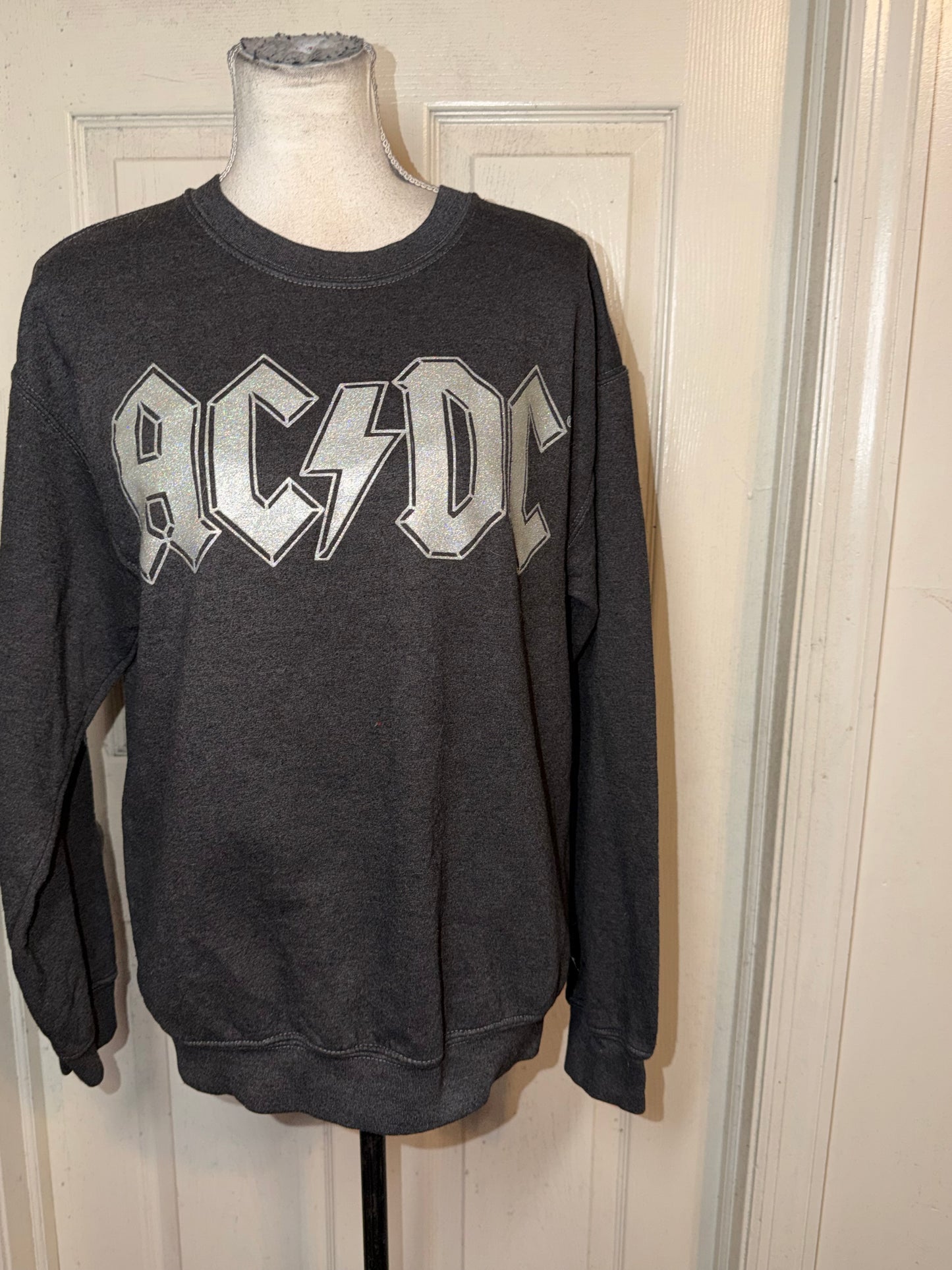 AC/DC Double Sided Oversized Distressed Sweatshirt