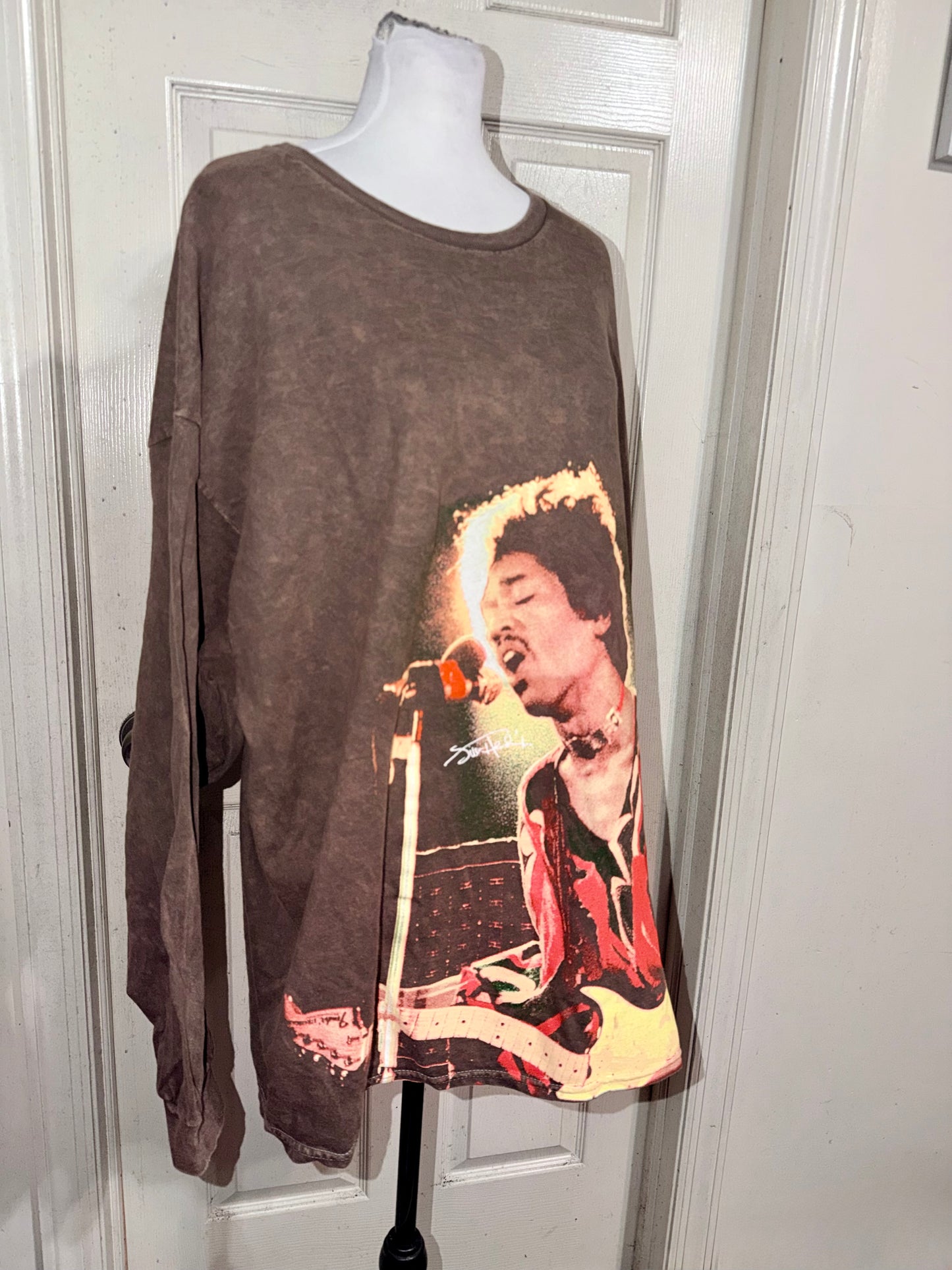 Jimi Hendrix Oversized Distressed Long Sleeve Tee