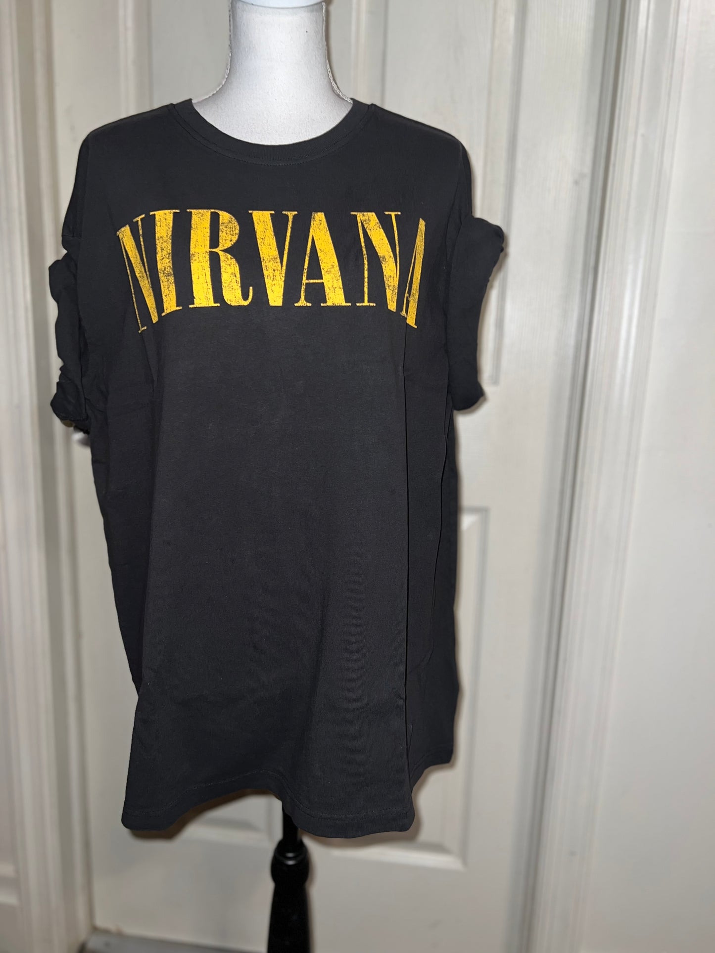 Nirvana Double Sided Oversized Distressed Tee