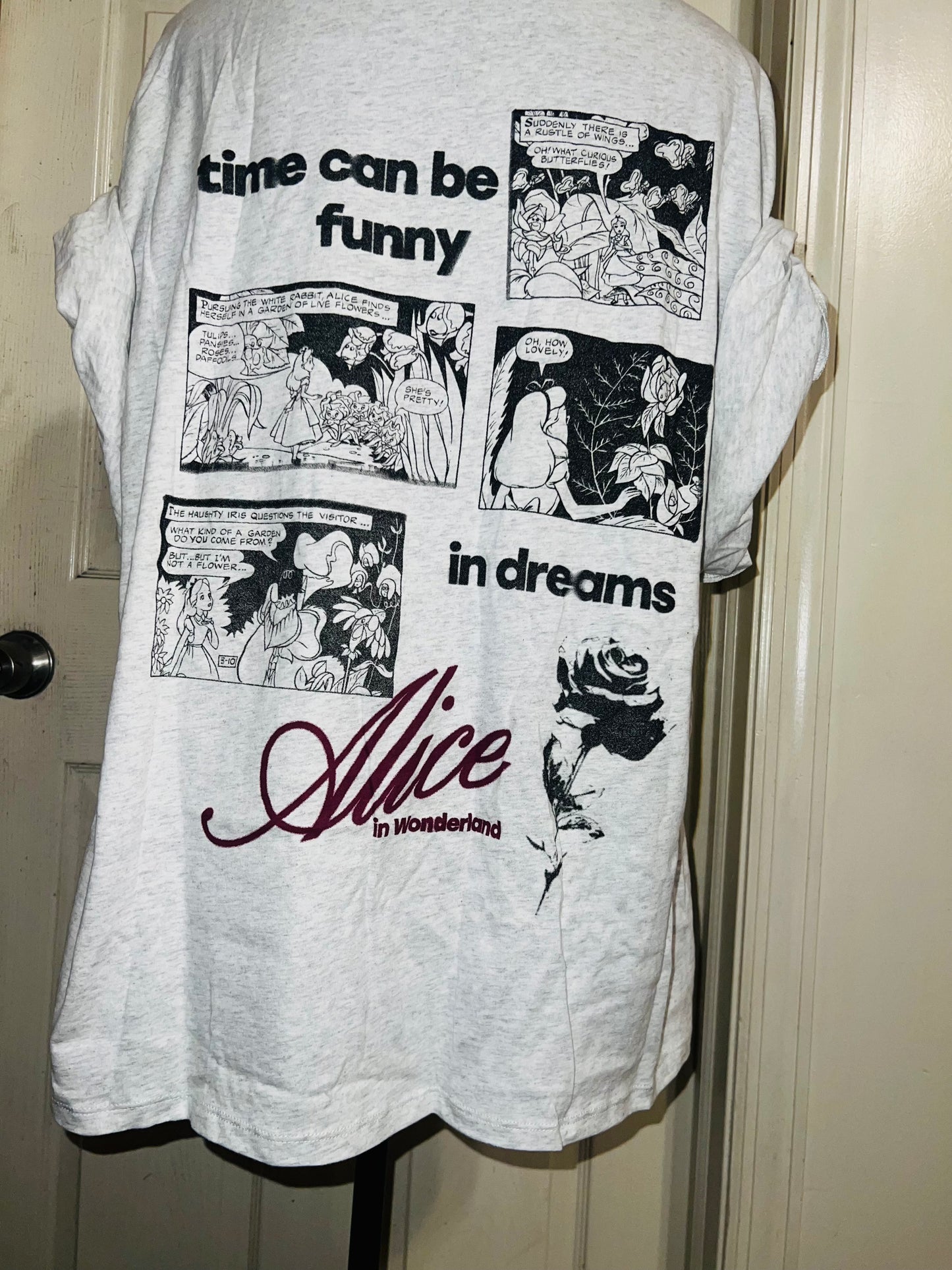 Alice in Wonderland Double Sided Oversized Distressed Tee