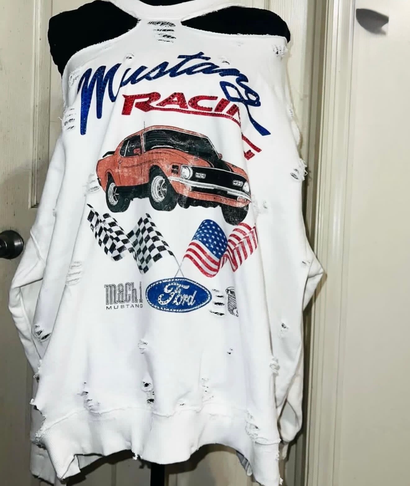 Ford Mustang Oversized Distressed Sweatshirt