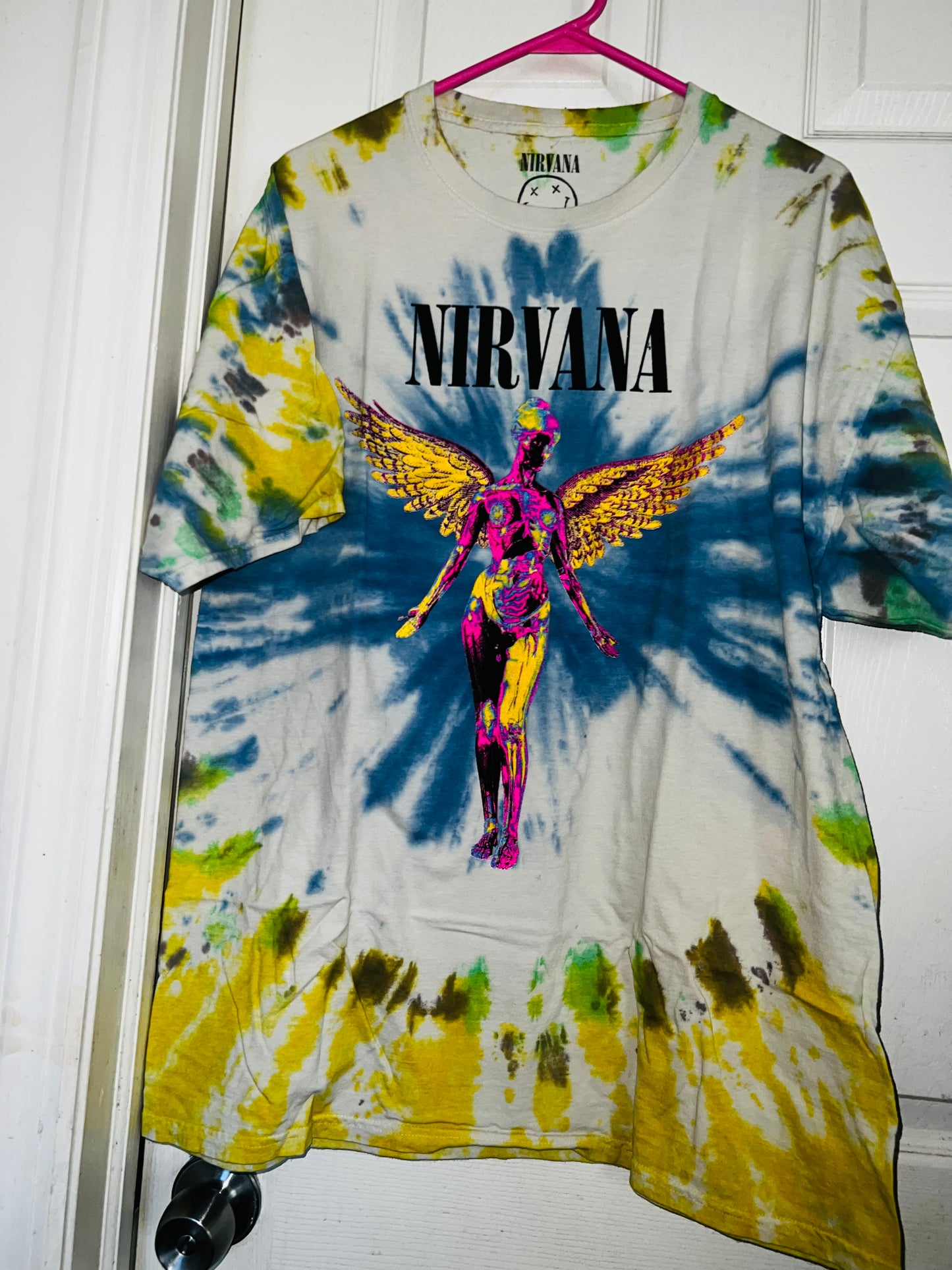 Nirvana Tie Die Oversized Distressed Tee